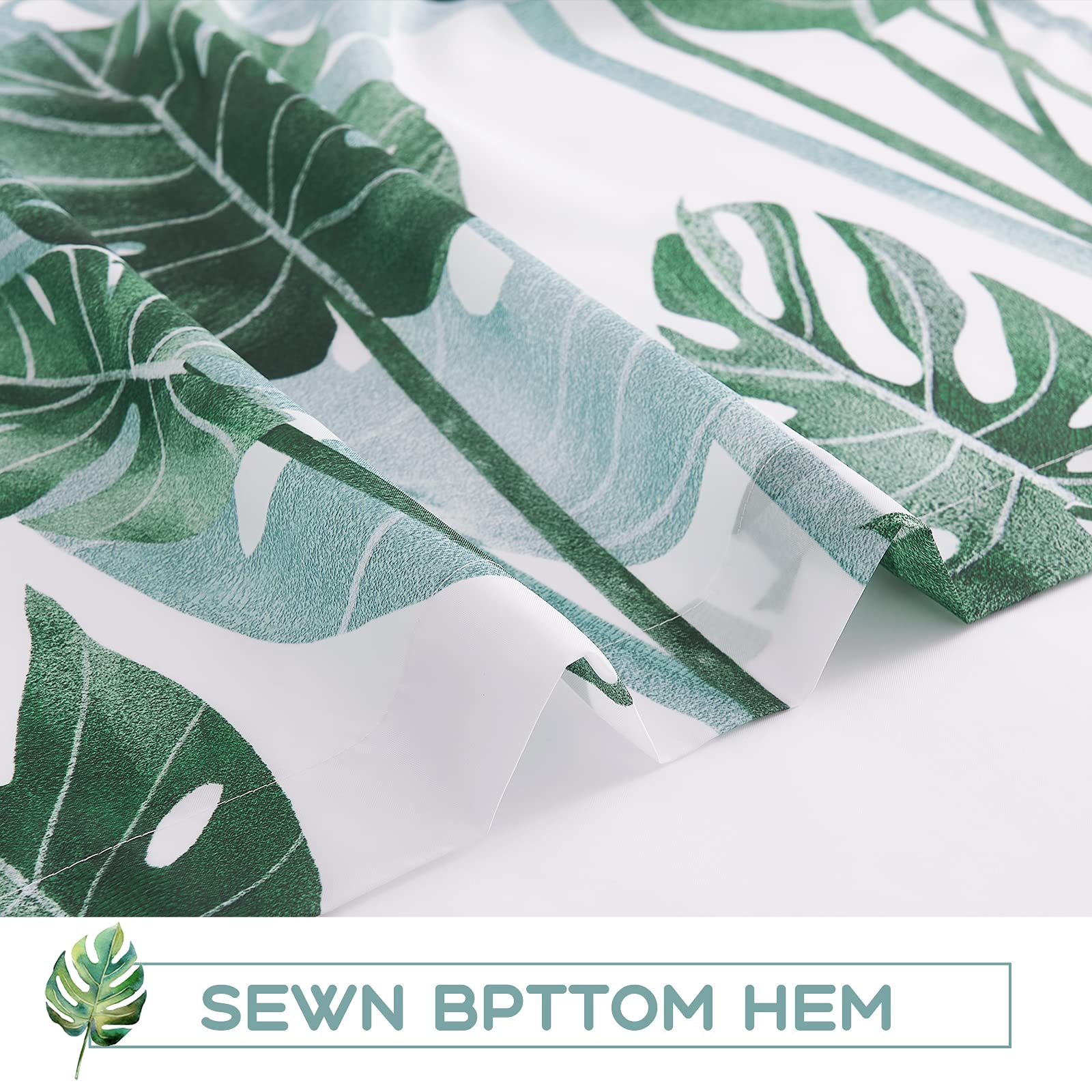 KGORGE Shower Curtain for Bathroom - Waterproof Tropical Leaves Plant Pattern Stall Size Privacy Bathroom Decor for Bathtubs Toilet Spa  W36 x L72 inches Long  Hooks Included