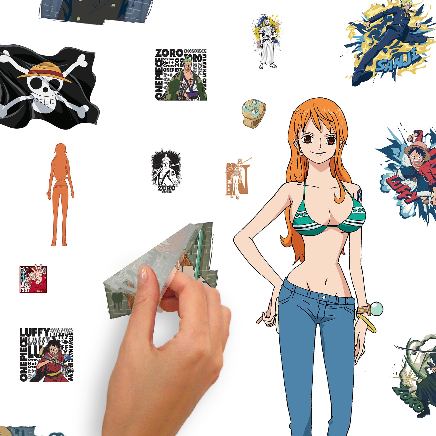 Roommates Rmk5438Scs One Piece Straw Hat Crew Wall Decal, Brown