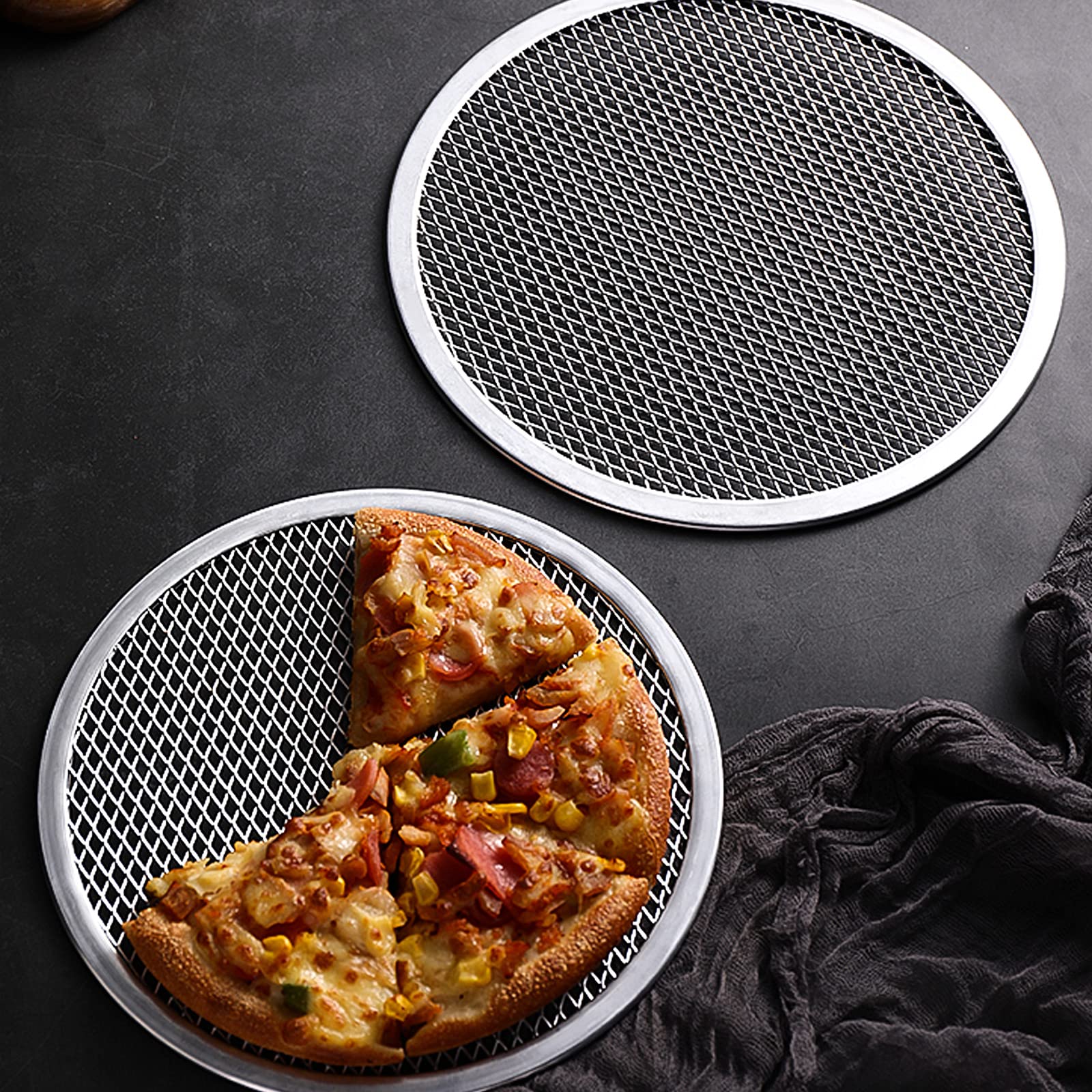 Wopplxy 3 Pcs 12 Inch Pizza Screen, Restaurant-Grade Aluminum Alloy Pizza Baking Screen, Seamless Round Pizza Screen Non Stick M
