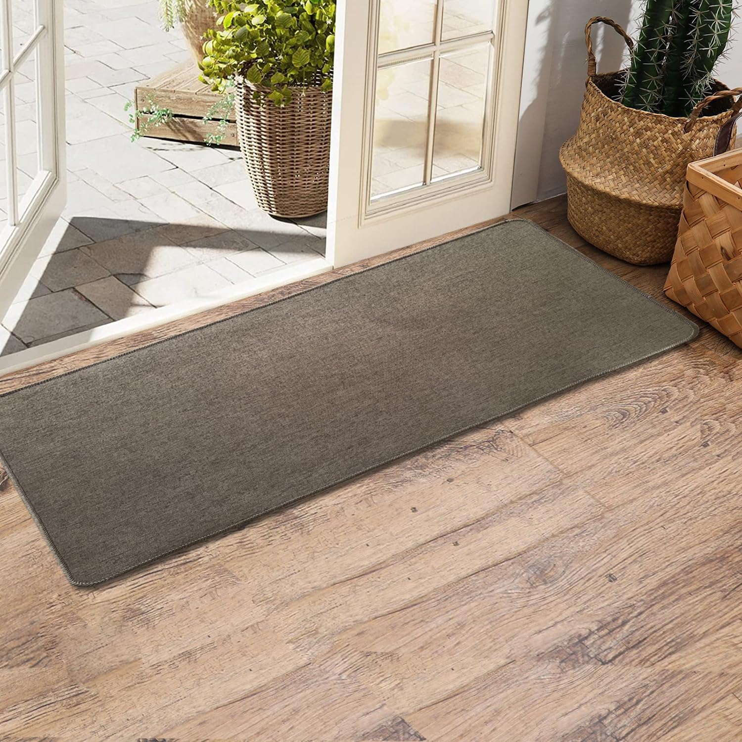 Yancorp 3x5Ultra Thin Door Mat Indoor for Inside Entry Way Very Thin Floor Mats Fit Under Door Ultra Thin Brown Bath Mat Super