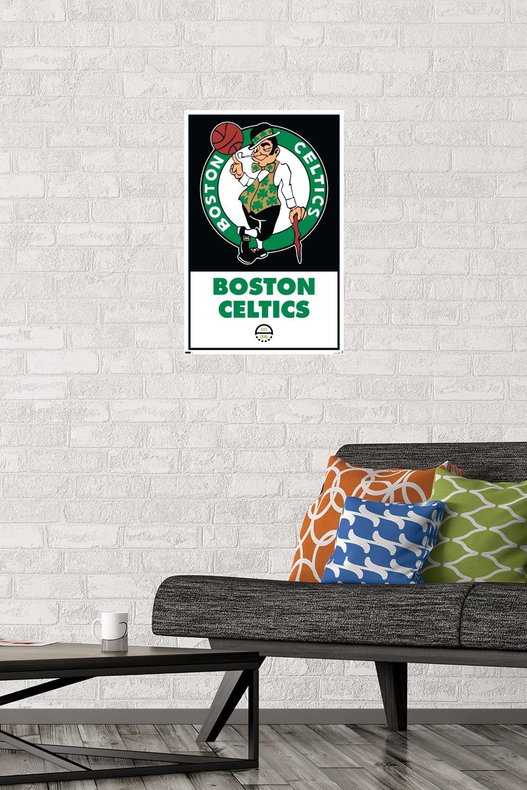 Trends International Nba Boston Celtics - Logo 21 Wall Poster, 14.725'' X 22.375'', Premium Poster & Mount Bundle