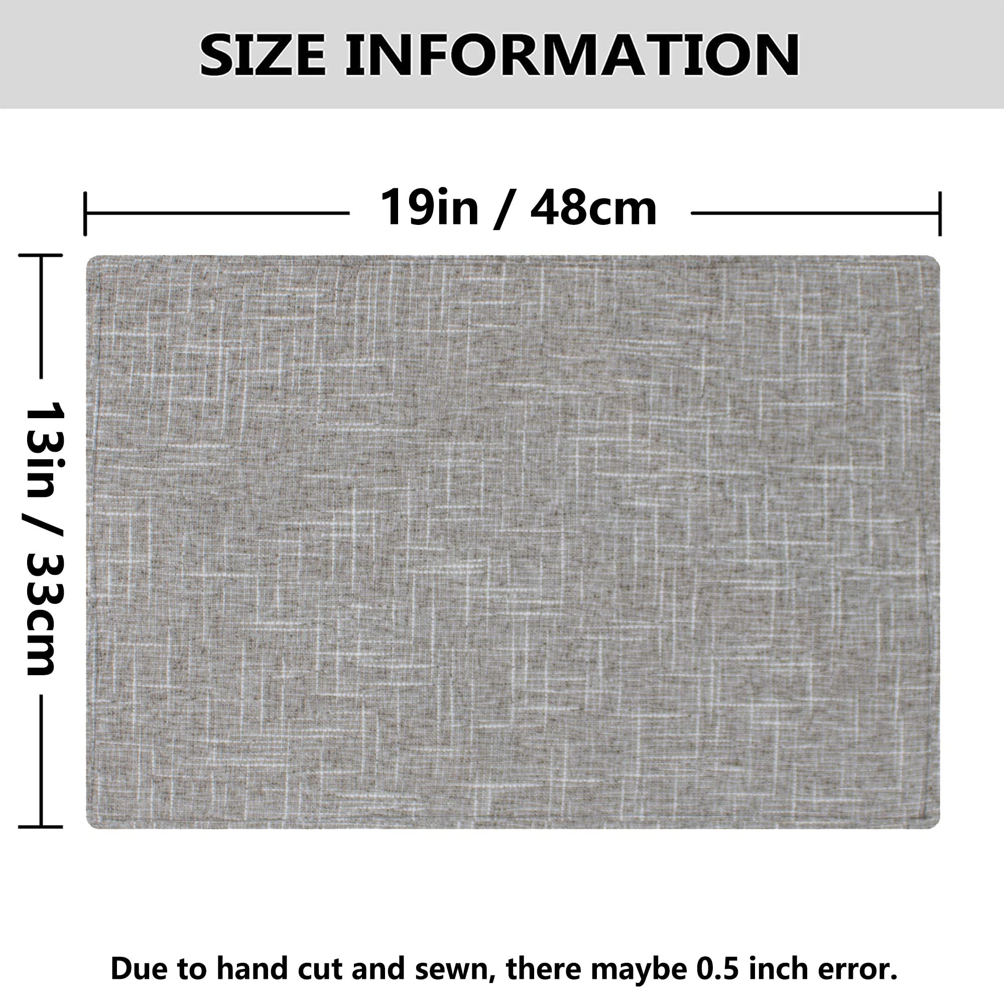 Kevin Textile Placemats  Set of 4 Heat-Resistant Placemats for Kitchen Table  Washable Durable Linen Table Mats Woven Placemats (4 Pcs  13''x19''  Sesame Grey)