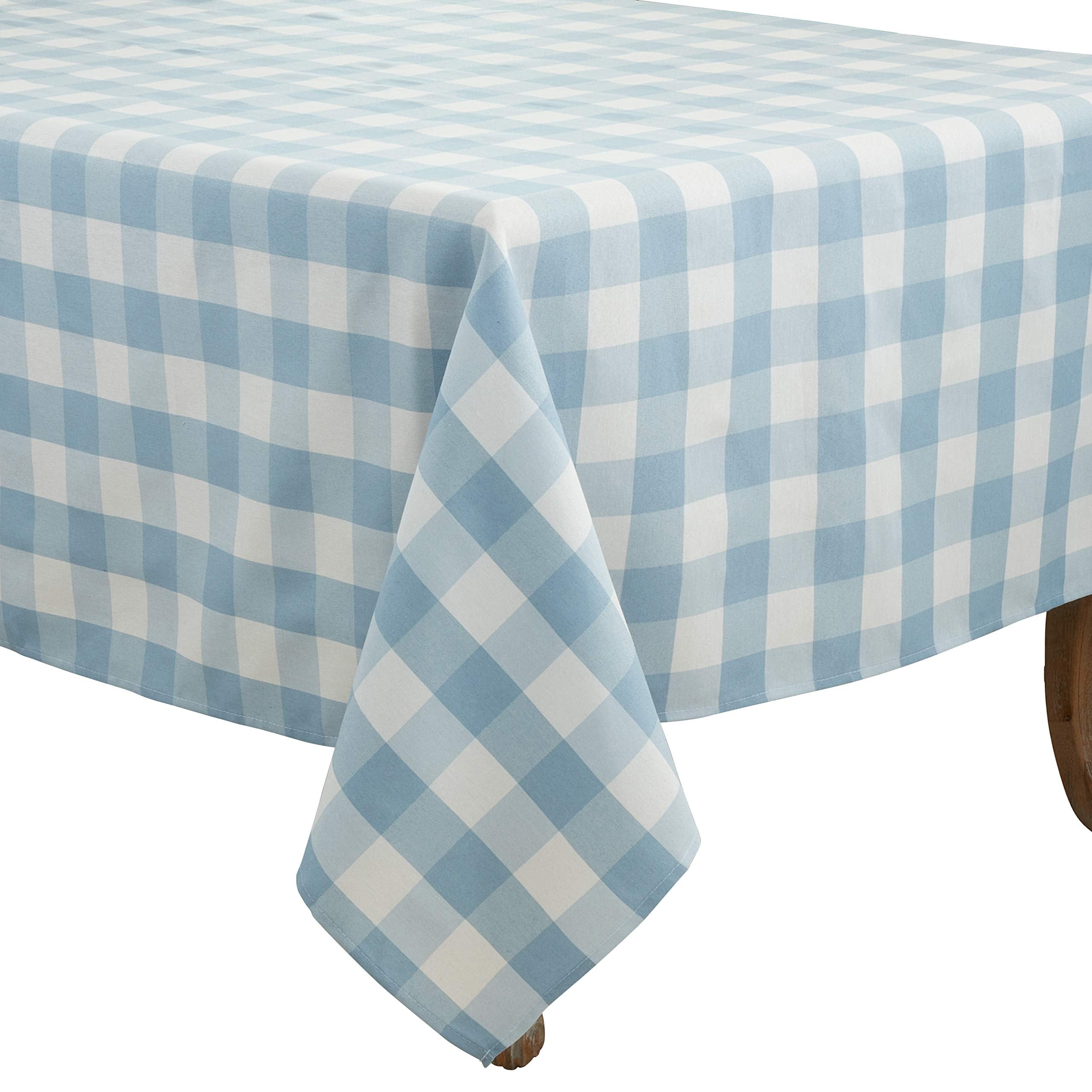 Saro Lifestyle Cotton Blend Buffalo Plaid Tablecloth, 70'', Blue