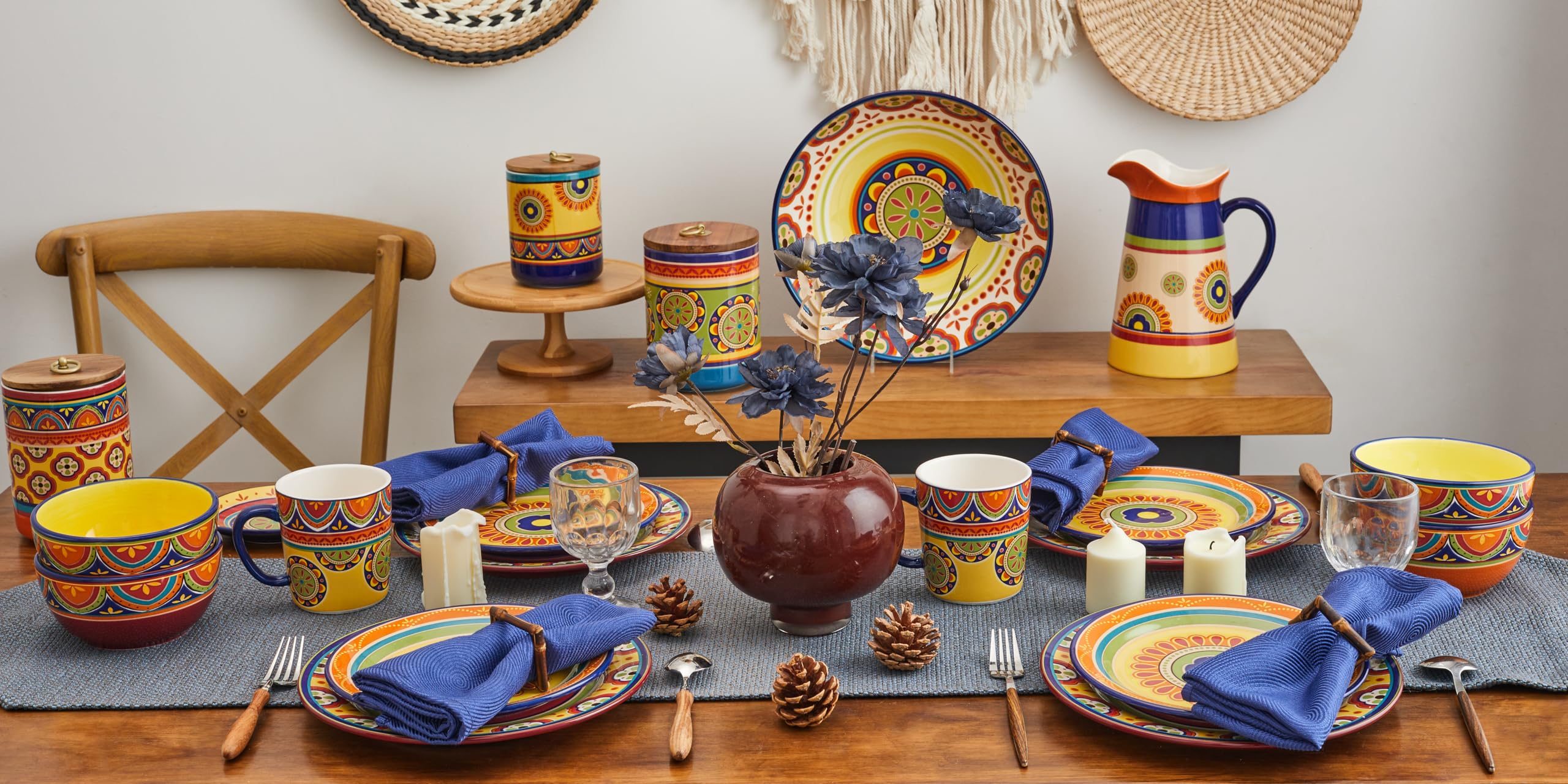 Bico Tunisian 26Oz Ceramic Cereal Bowls Set Of 4, For Pasta, Salad, Cereal, Soup & Microwave & Dishwasher Safe