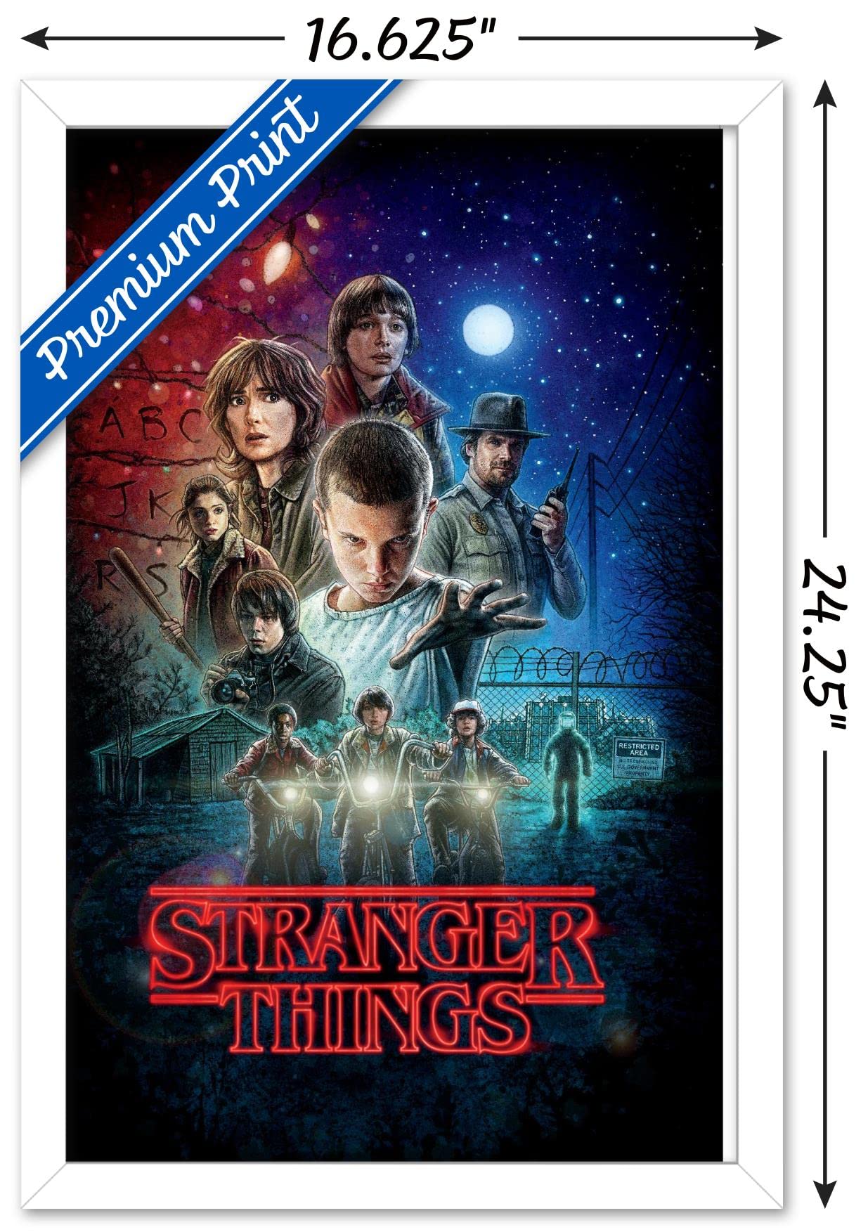 Trends International Netflix Stranger Things - One Sheet Wall Poster, 14.725'' X 22.375'', White Framed Version
