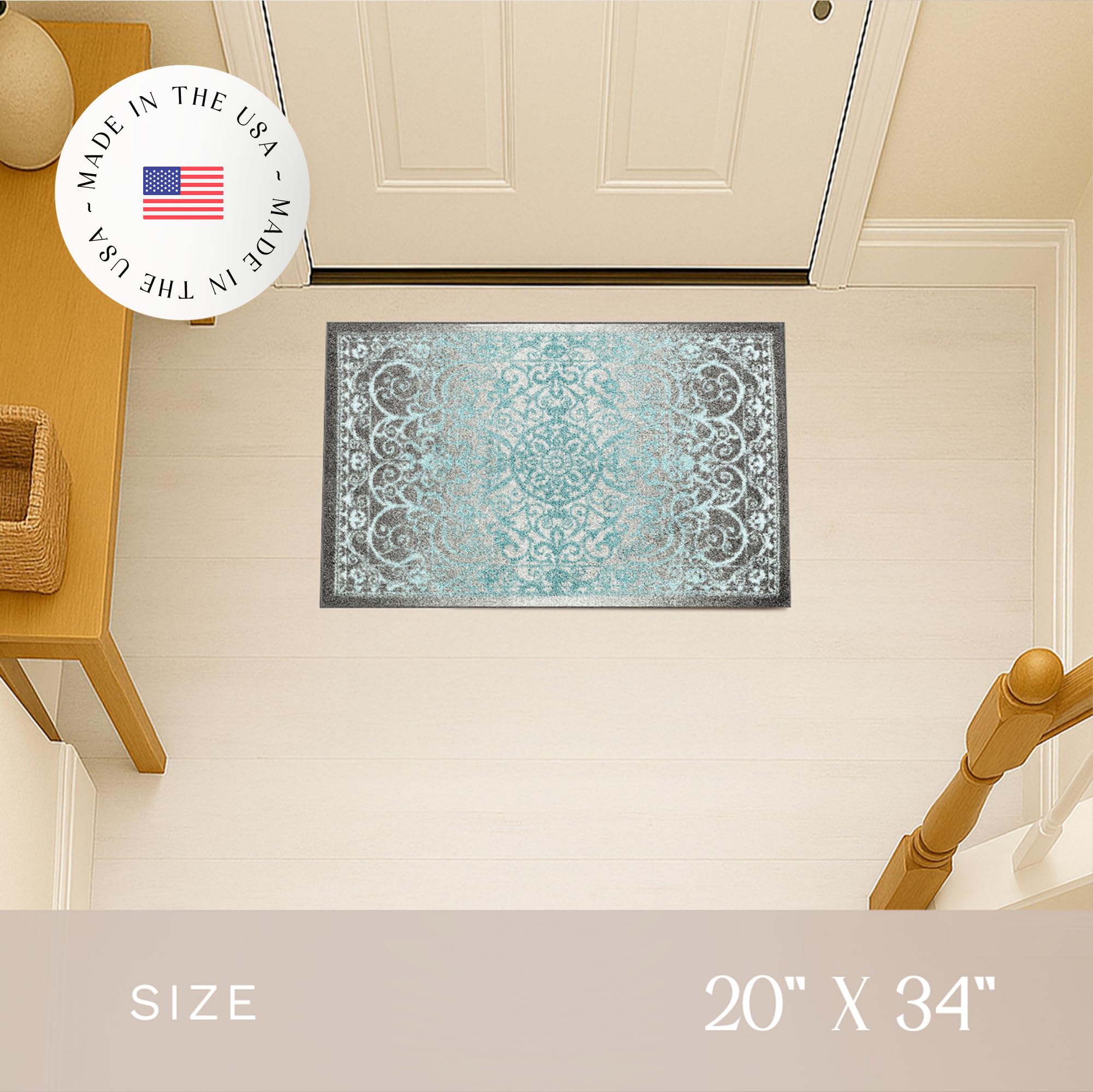 Maples Rugs Pelham Transitional Area Rugs - Made in USA - Washable, Non Slip, Indoor Carpet for Entryway, Foyer, Kitchen, and Ba
