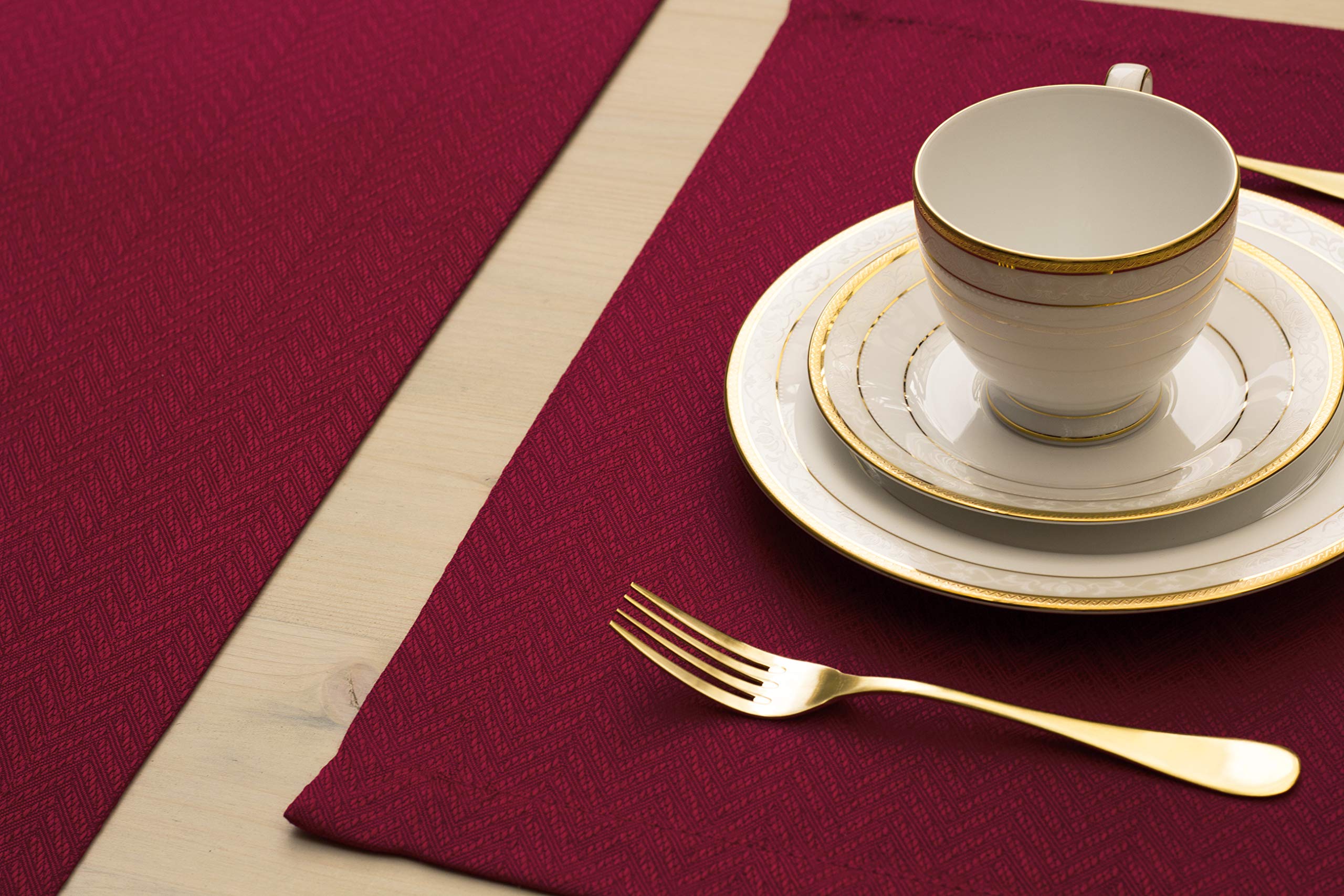 Red Placemats Set Of 4, Double Layered Burgundy Place Mats For Dining Table, Cranberry Waterproof Table Mats For Kitchen Table F