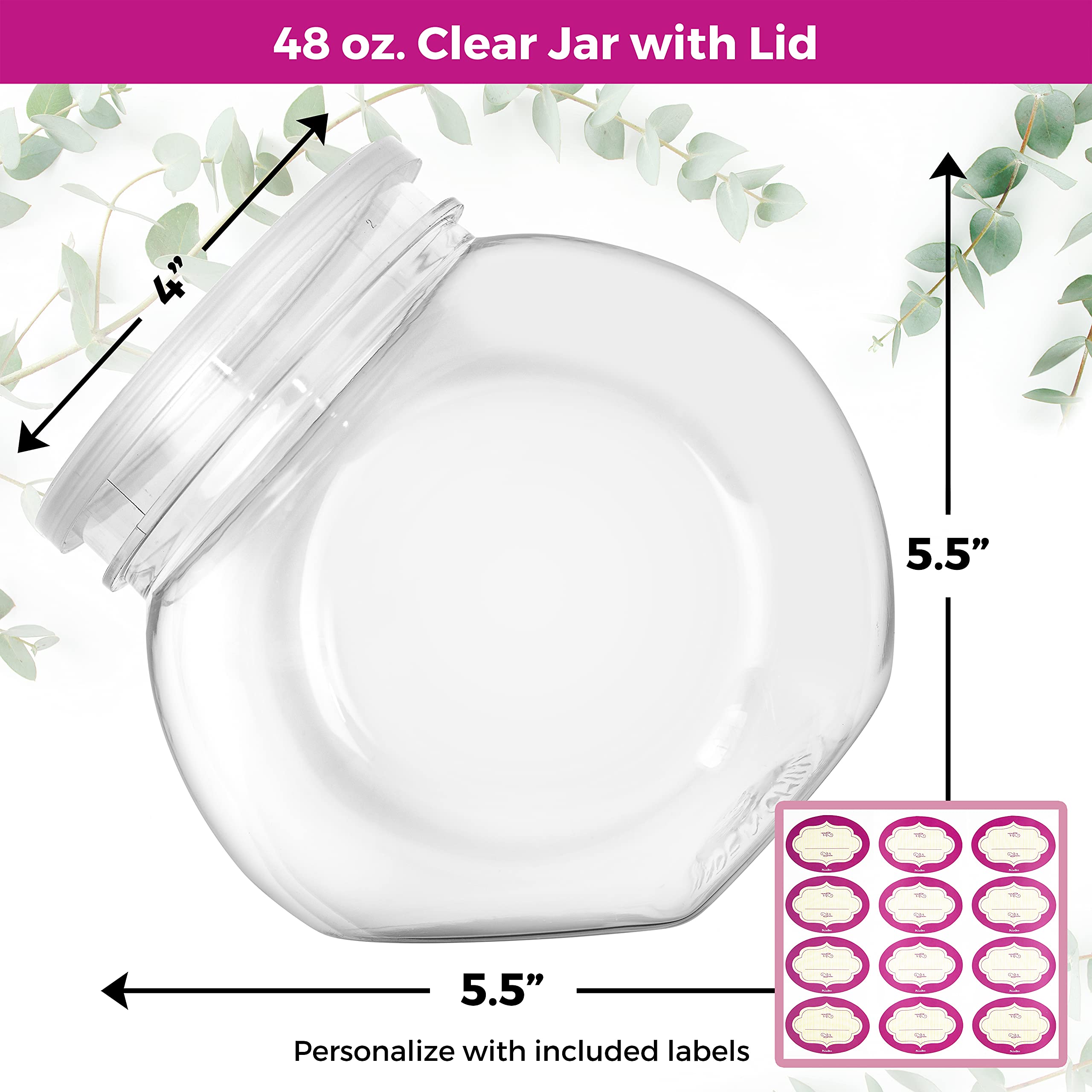 Dilabee Plastic Candy Jars With Lids For Candy Buffet - 3 Pack 48 Oz Clear Cookie Jars For Kitchen Counter, Laundry Pods Contain