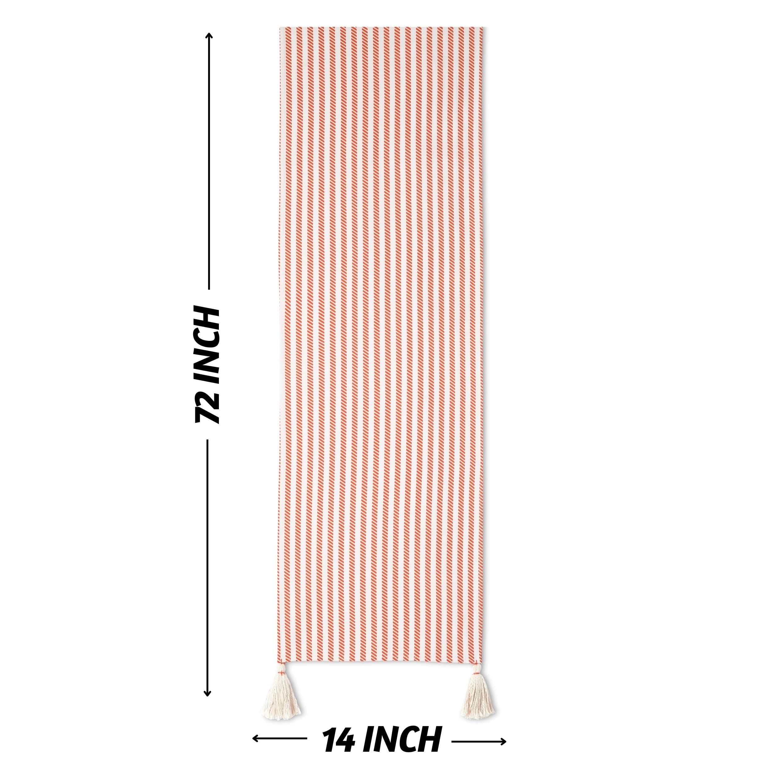 Folkulture Table Runner 72 Inches Long With Tassels For Dining Table Decor, 100% Cotton Farmhouse Style Table Runner, Boho Runne