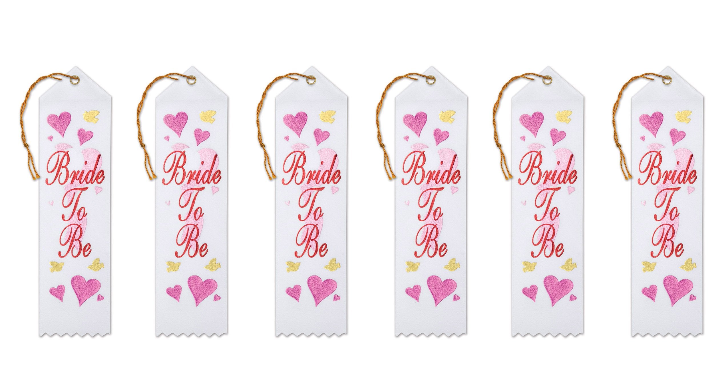 Beistle Bride To Be Award Ribbons, 2 By 8-Inch, 6-Pack