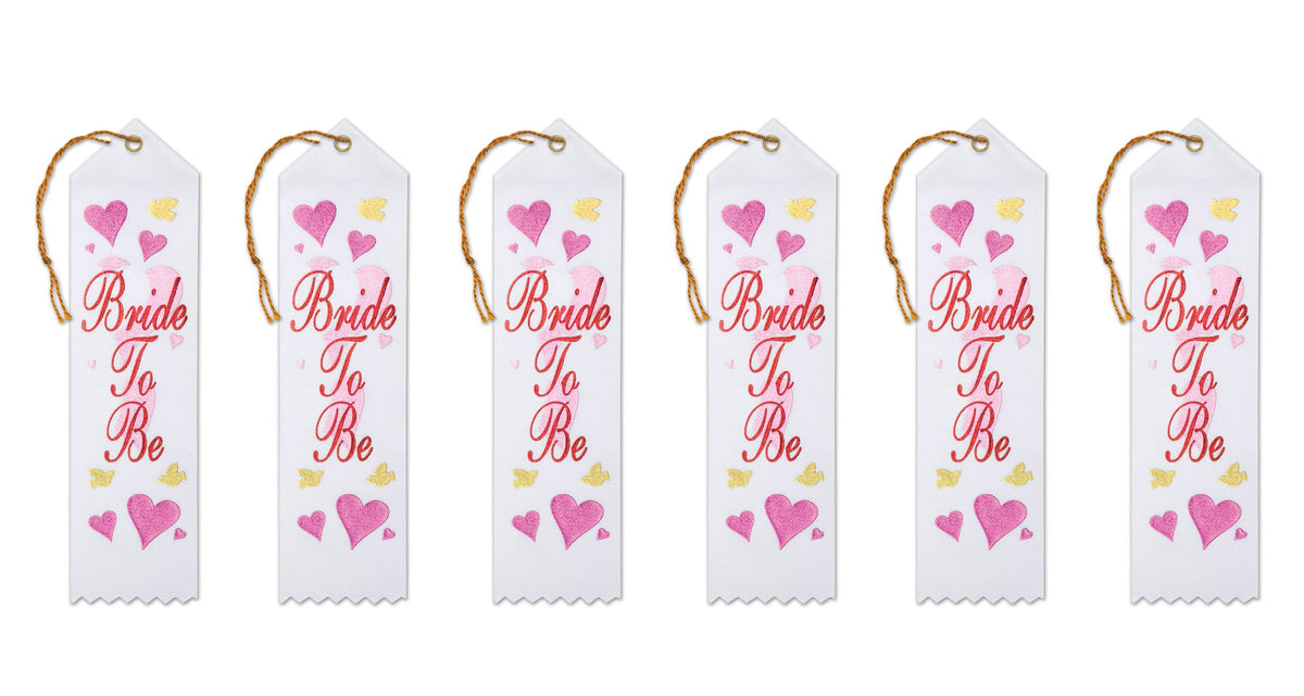 Beistle Bride To Be Award Ribbons, 2 By 8-Inch, 6-Pack