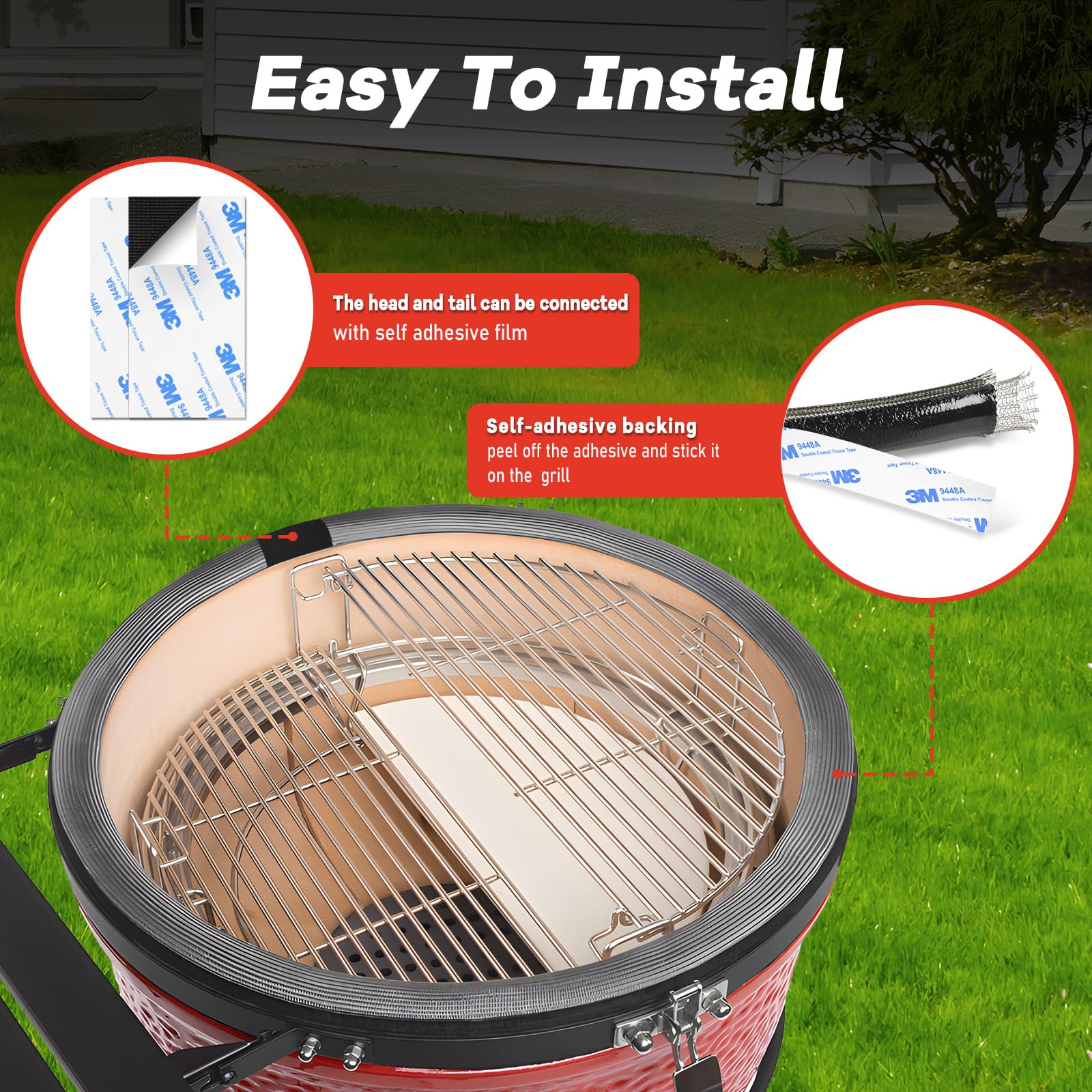Wire Mesh Gasket Kit Fit For Kamado Joe Big Joe High Temp Fiberglass Gasket Replacement Bbq Smoker Seal Accessories Self Stick F