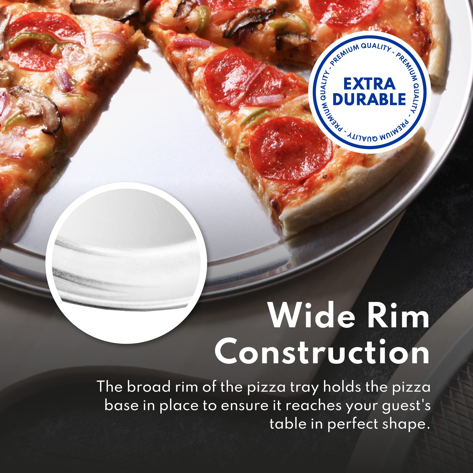 New Star Foodservice 50899 Pizza Pan/Tray, Wide Rim, Aluminum, 14 Inch, Pack Of 6