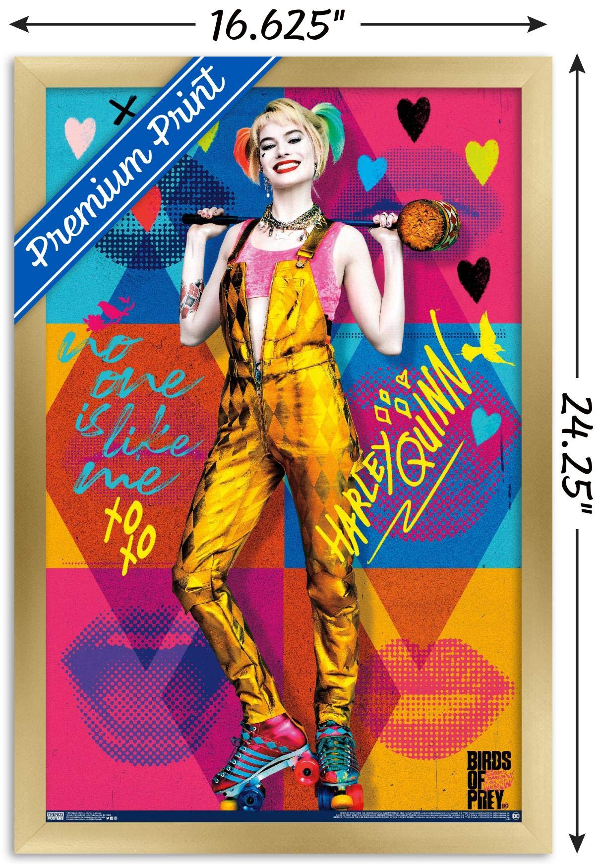 Trends International Dc Comics Movie - Birds Of Prey - Harley Quinn - Hammer Wall Poster, 14.725'' X 22.375'', Gold Framed Versi