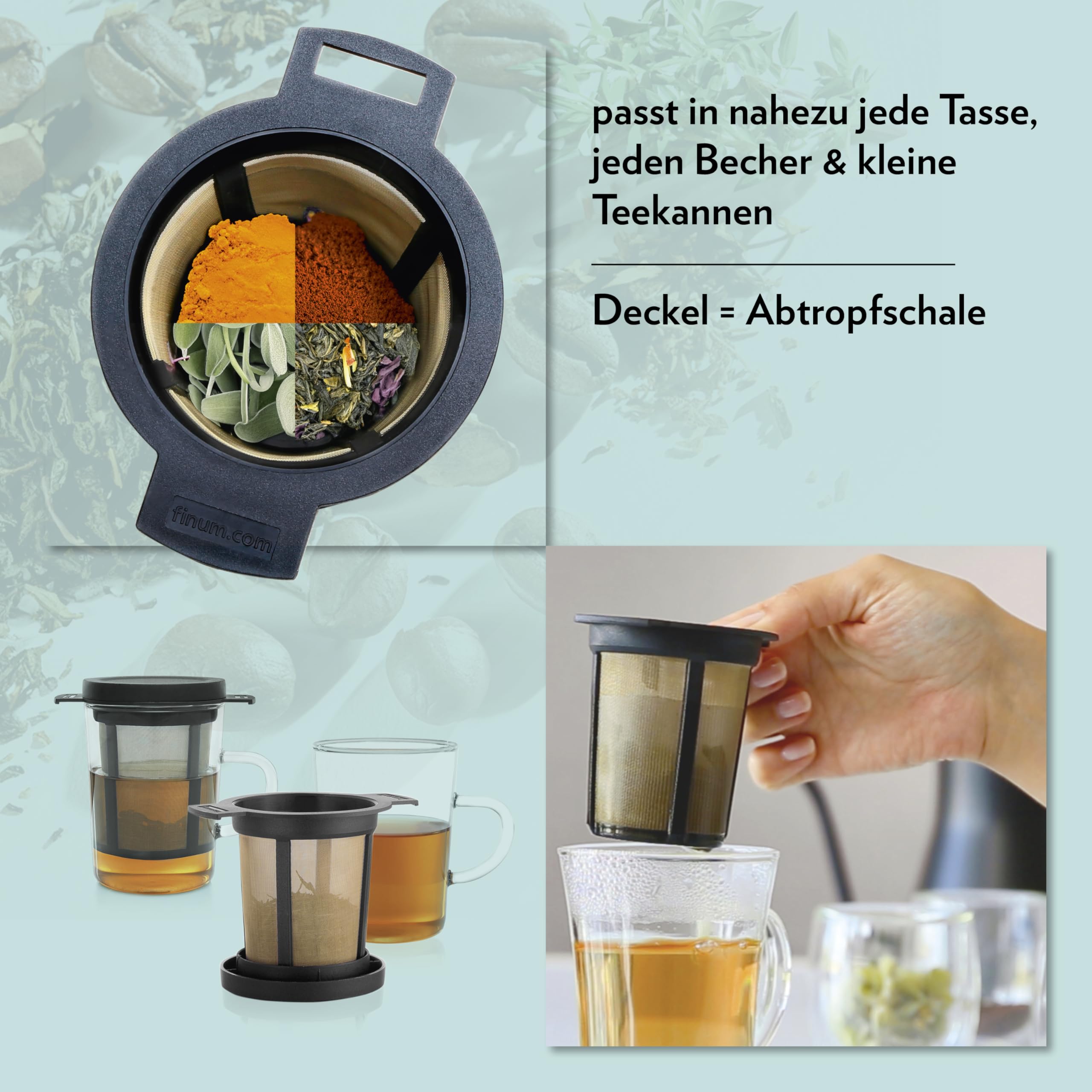 TEAXPRESS Reusable Stainless Steel Coffee & Tea Infuser Basket, Medium, Black, Model 63/421.50.00