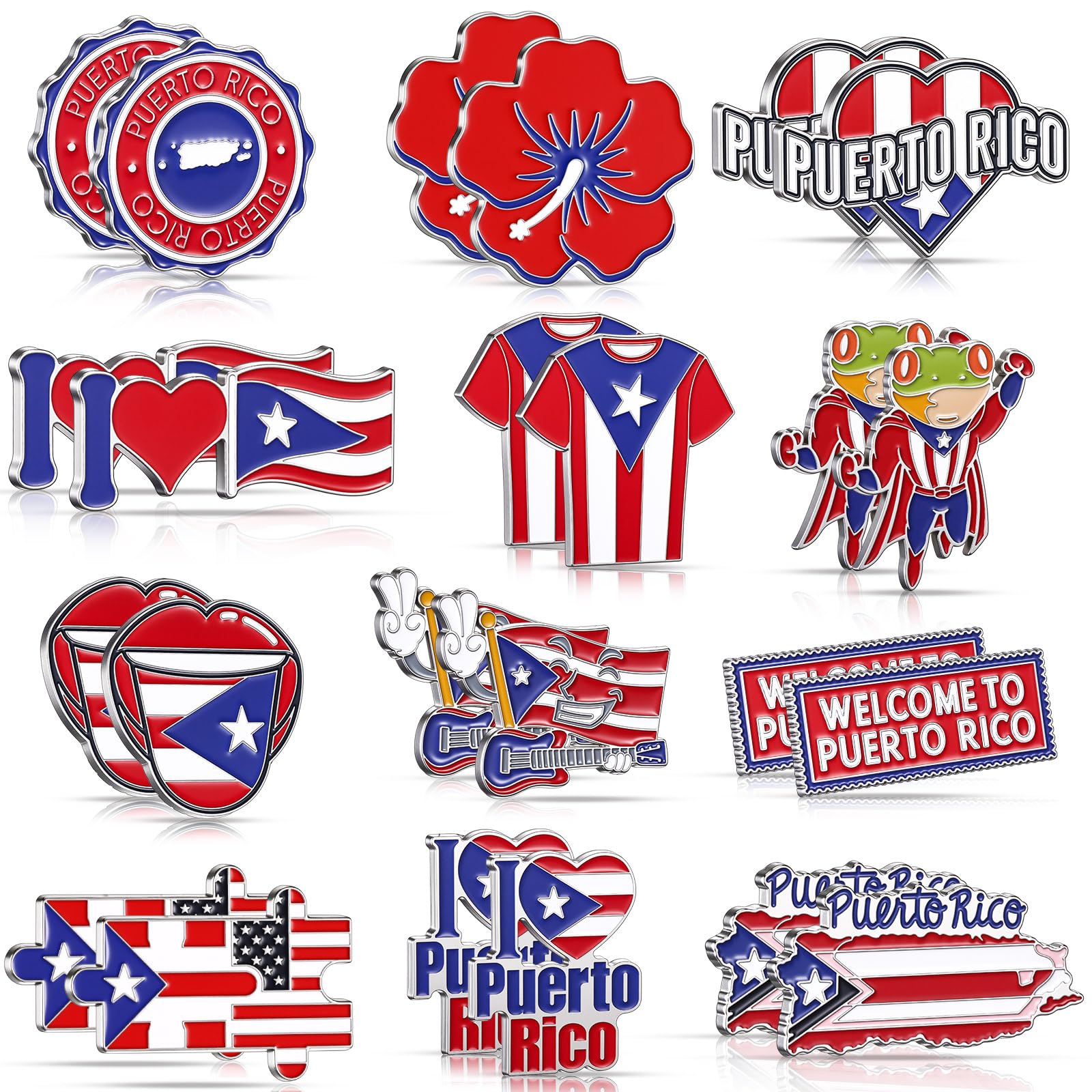Konohan 24 Pcs Puerto Rico Magnets for Refrigerator Metal Fridge Magnet Magnetic Puerto Rico Souvenirs Gifts USA State Magnetic 