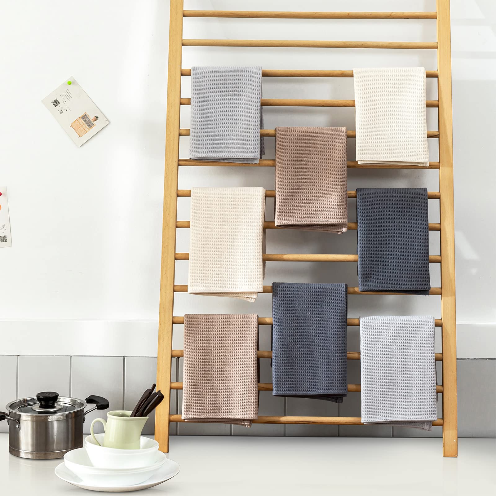 Py Home & Sports Dish Towels Set, 100% Cotton Waffle Weave Kitchen Towels 8 Pieces, Super Absorbent Kitchen Hand Dish Cloths For