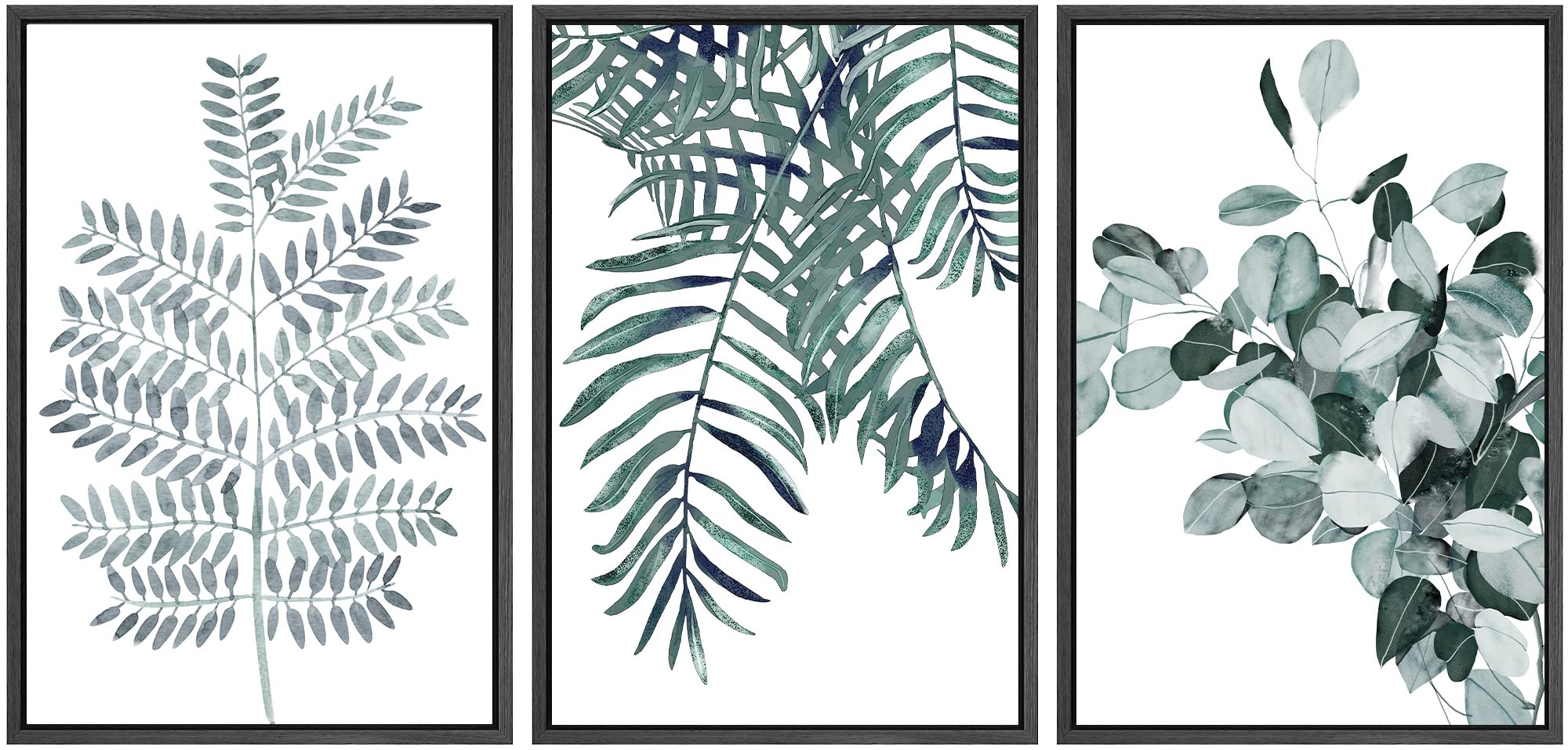 Signwin Framed Canvas Print Wall Art Set Woodland Forest Watercolor Plants Nature Floral Illustrations Modern Art Decorative Chi