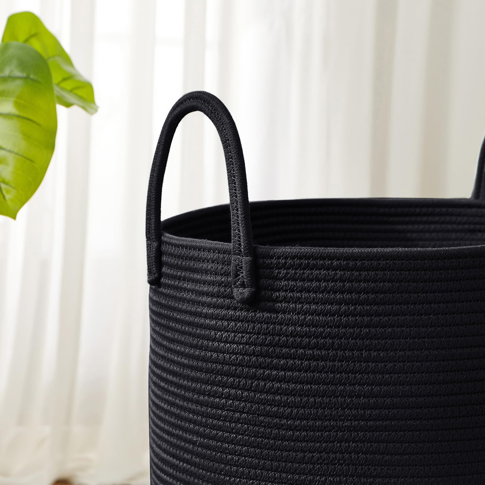 Mojoscend Jute Woven Rope Laundry Hamper Basket, 62L Tall Hamper Basket For Blanket Storage, Nursery Clothes Hamper For Laundry