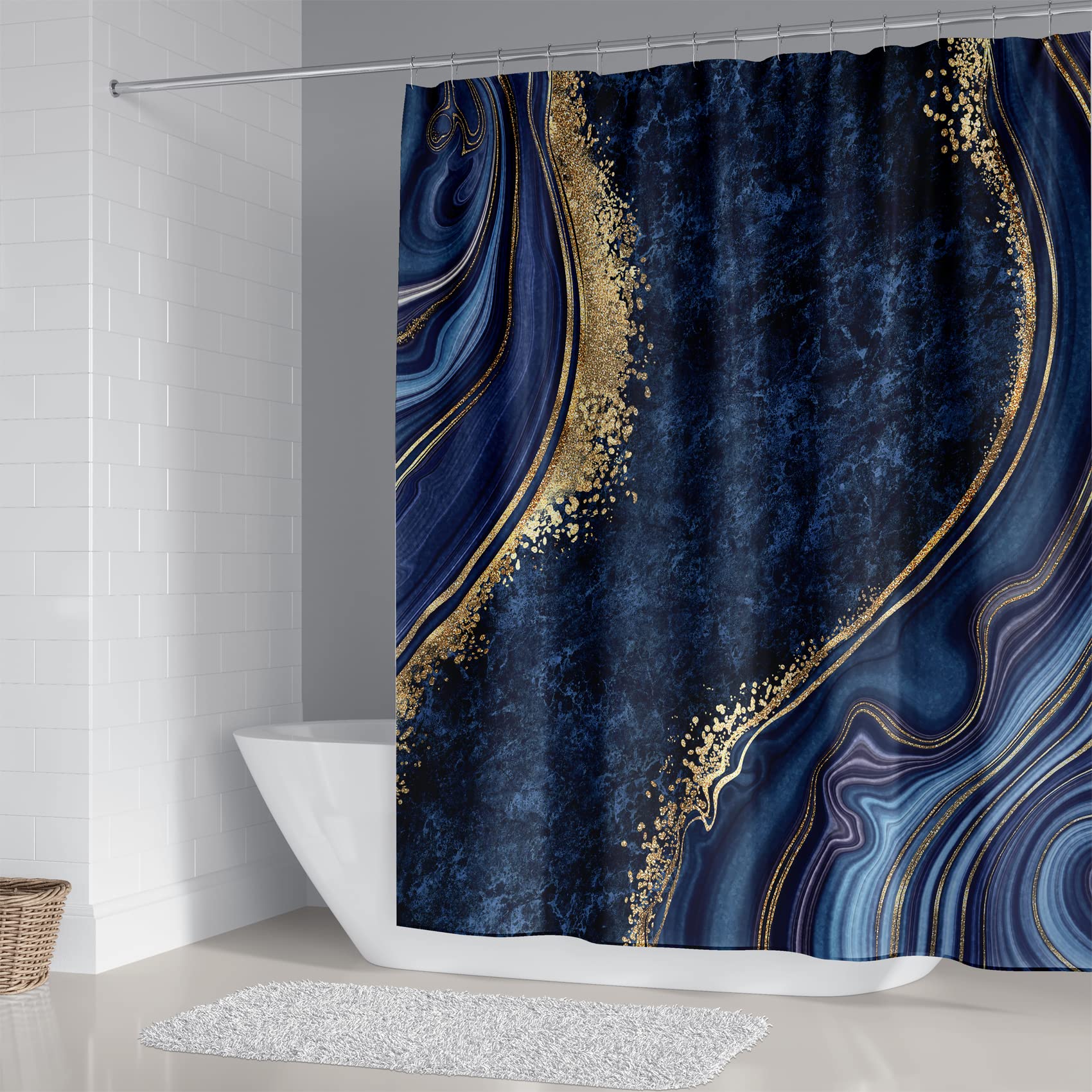 Beifivcl 4Pcs Luxury Marble Shower Curtain Sets, Bathroom Set With Shower Curtain,Toilet Lid Rug, Contour Mat And Bath Mat, Show