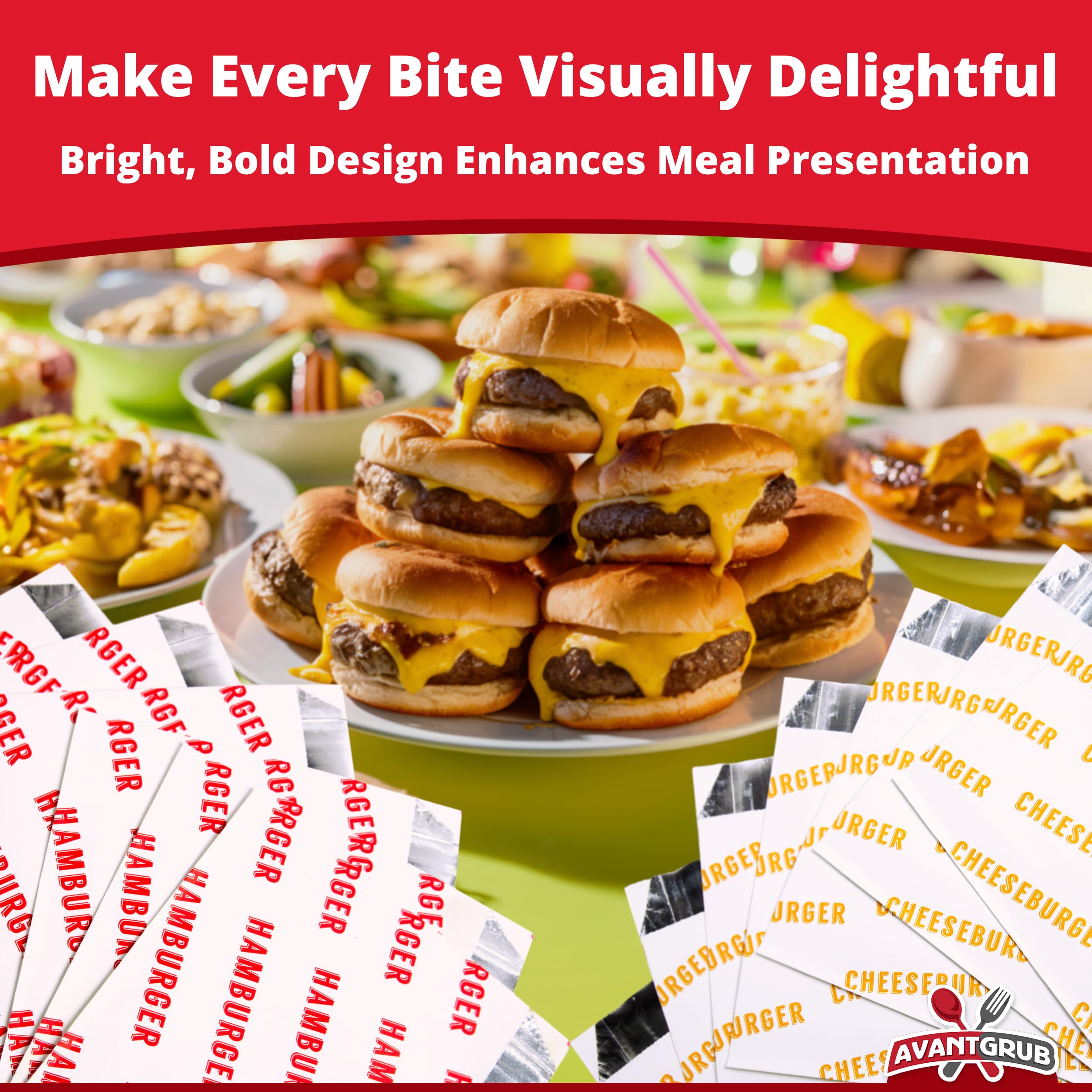 Retro, Grease Proof Burger Wrappers Combo 200Pk. Insulated, Pro Quality Bulk Hamburger And Cheeseburger Bags Are Bpa Free. Large