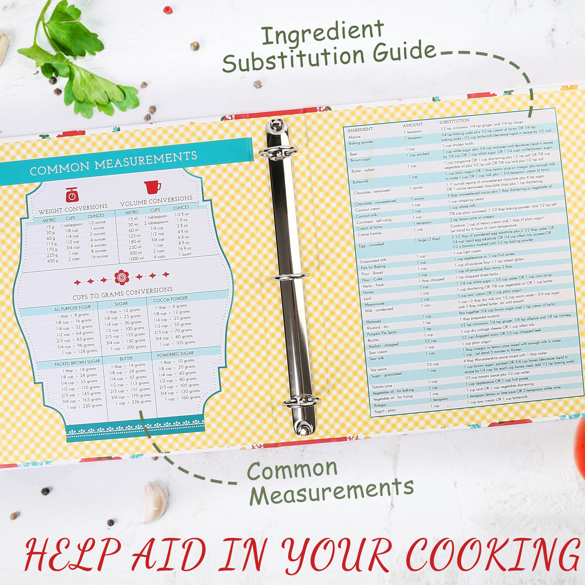 Lotfancy Recipe Binder 8.5X11, Full Page, 3 Ring, With 40 Recipe Cards, 60 Plastic Page Protectors, 6 Tabbed Dividers, 32 Labels