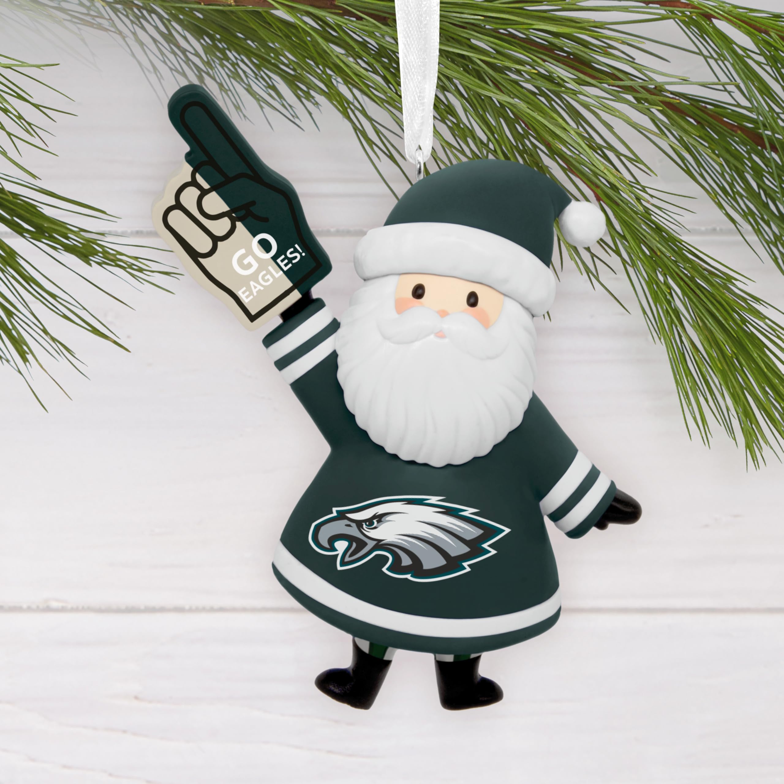 Hallmark NFL Philadelphia Eagles Santa Fan Christmas Ornament, Gifts for Sports Fans