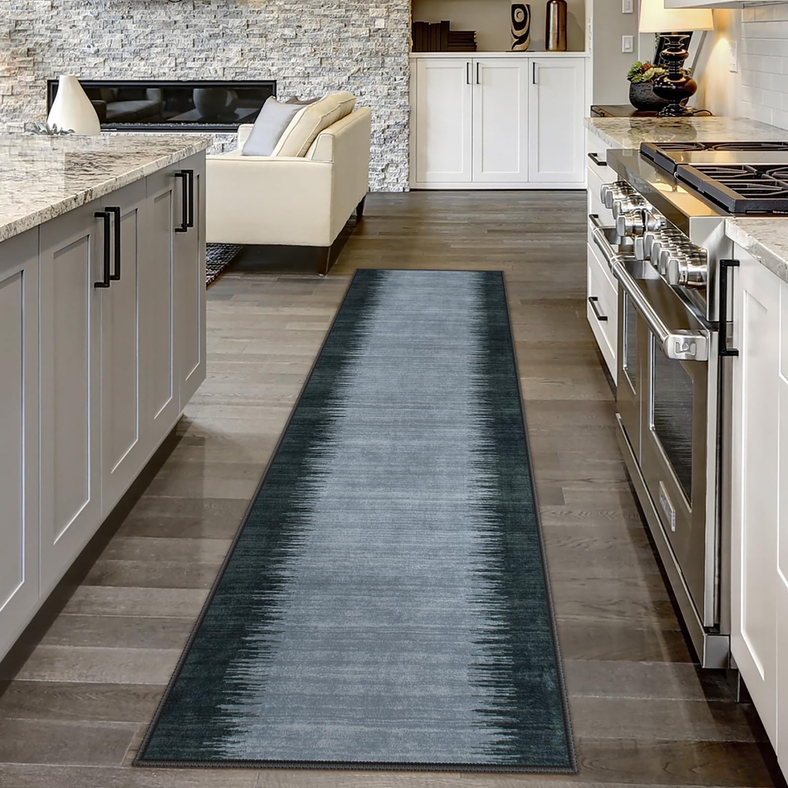 Lahome Modern Washable Runner Rug 2.5x10, Soft Washable Ultra-Thin Non Slip Hallway Runners, Ombre Print Long Home Decor for Kit