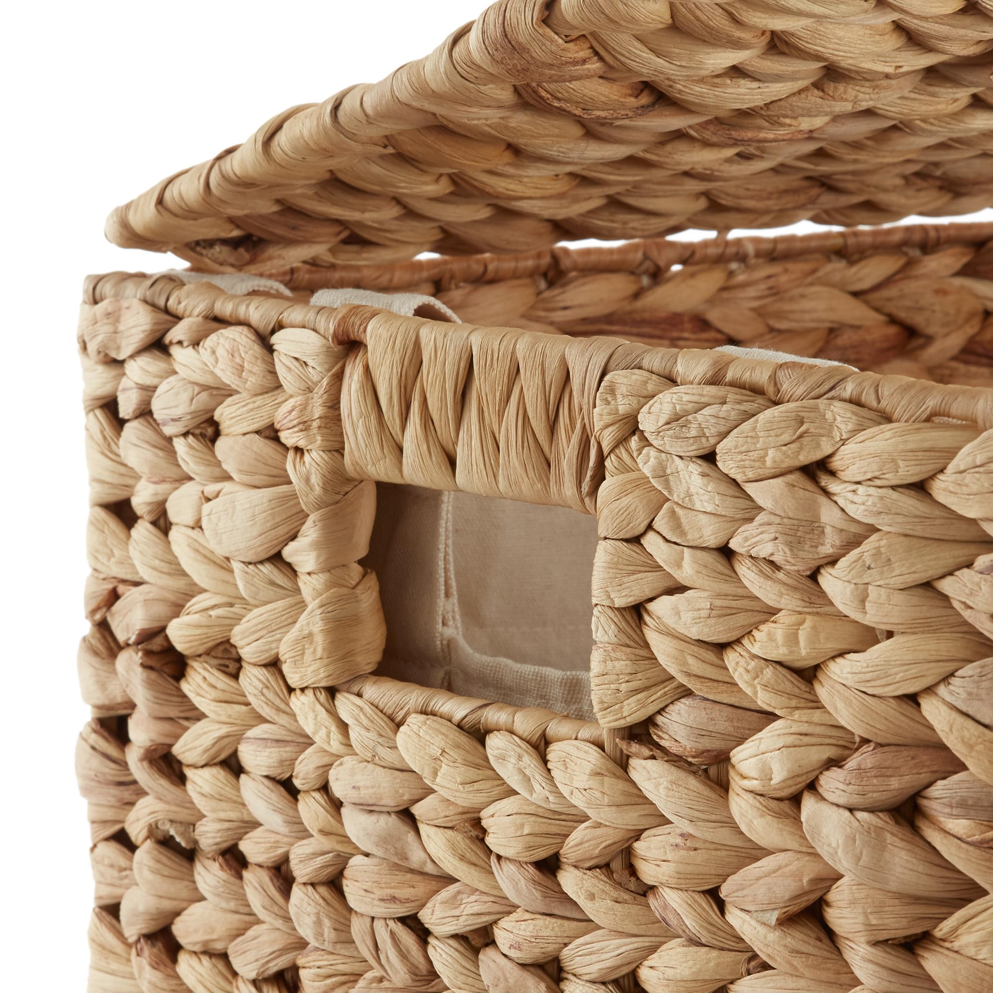 Casafield 2-Section Laundry Hamper With Removable Liner Bags - Natural, Woven Water Hyacinth Double Laundry Basket Sorter For Cl