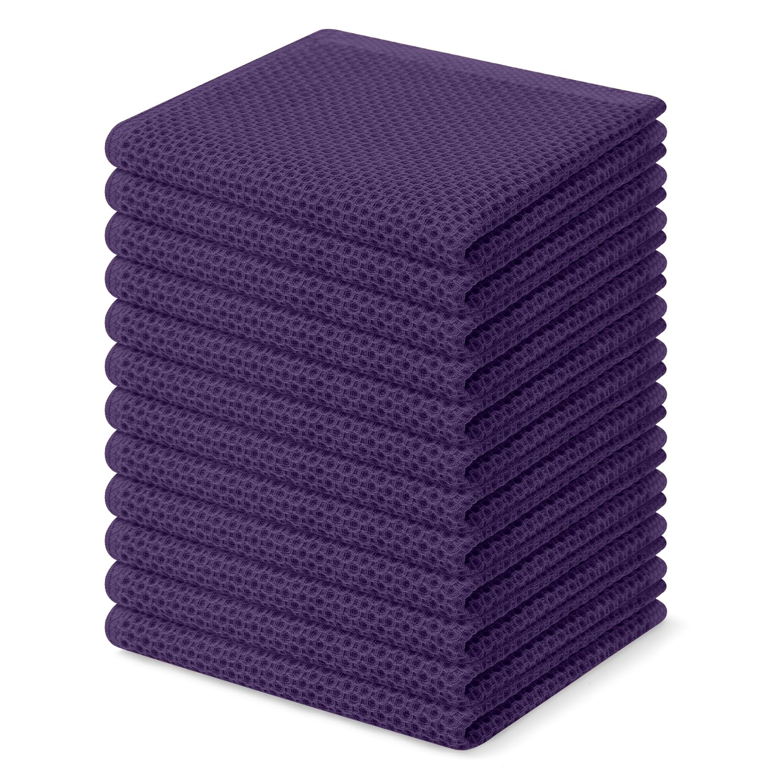 Homaxy 100% Cotton Waffle Weave Kitchen Dish Cloths, Ultra Soft Absorbent Quick Drying Dish Towels, 12 x 12 Inches, 12-Pack, Egg