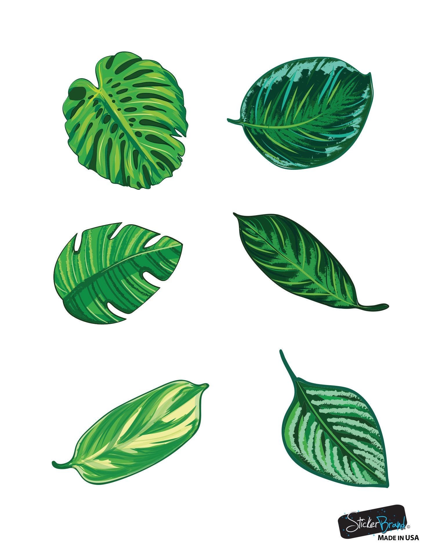 Set Of 24 Tropical Plant Leaves Wall Decal, Hawaiian Party Beach Theme Decor. Great For Birthdays, Prom, Wedding Events #6094S