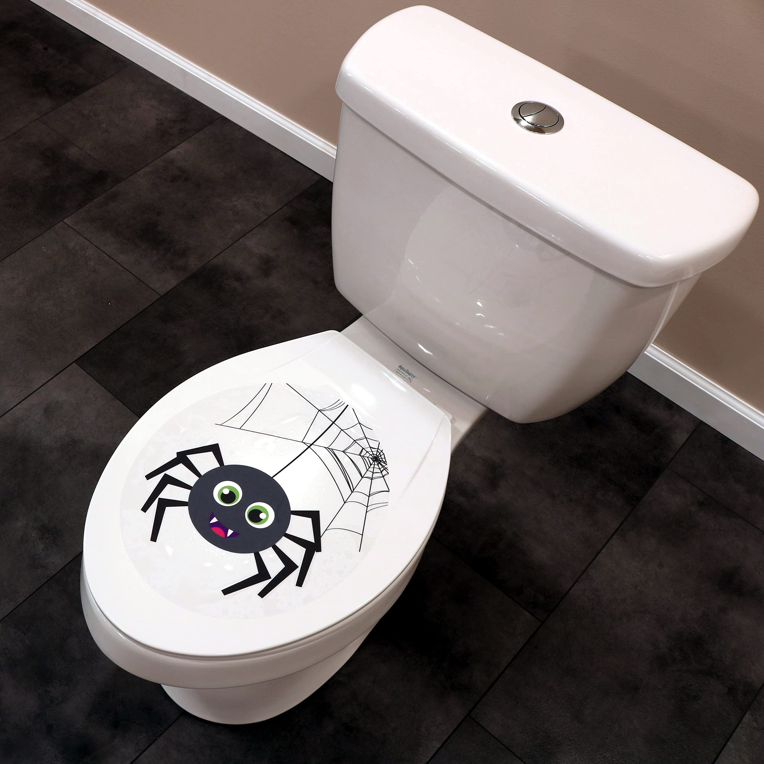 Iconikal 2-Piece Toilet Seat Cling Halloween Decoration Set, Funny Spider