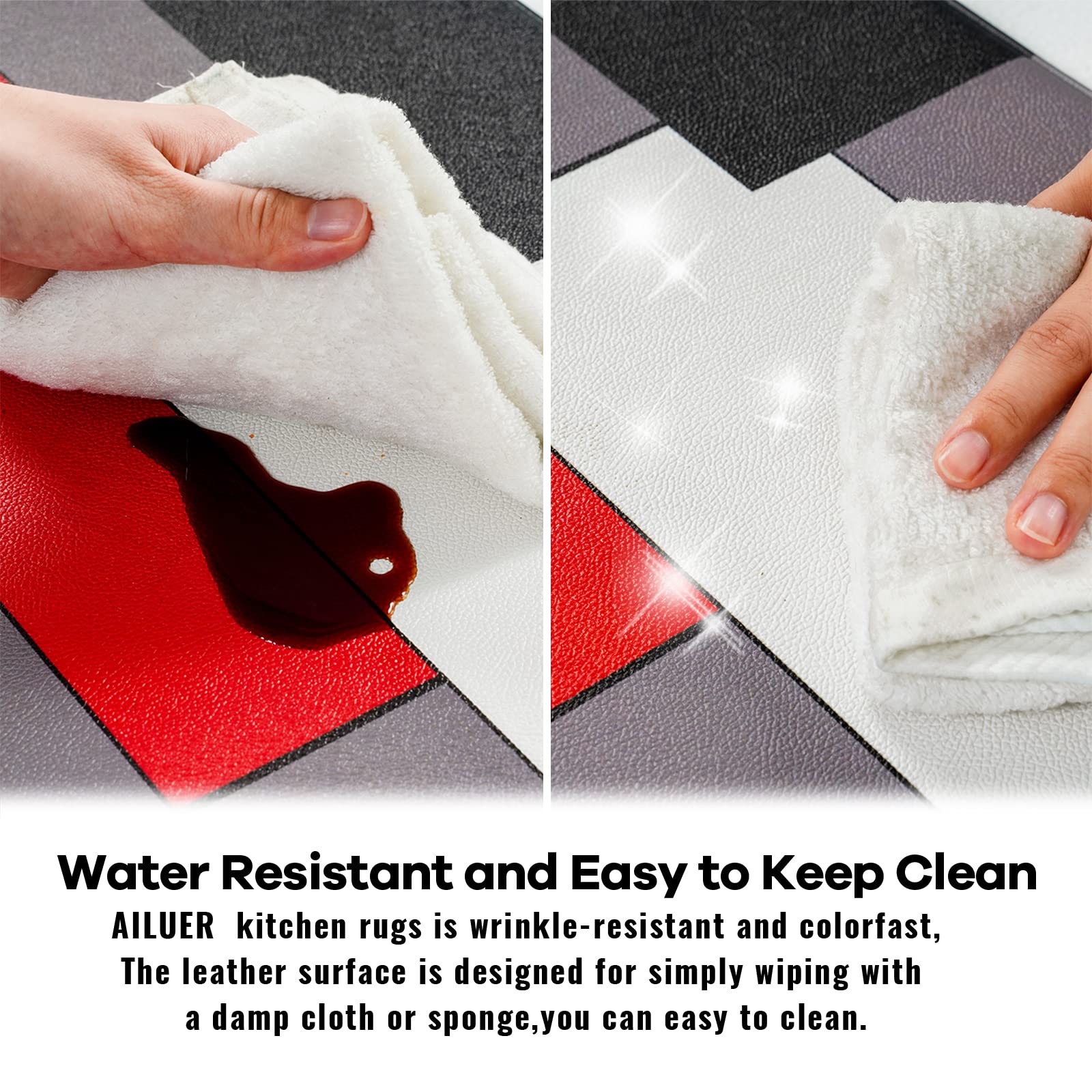 Black,White,Red And Grey Kitchen Rug Set 2 Piece Abstract Geometric Art Cushioned Abstract Modern Mats For Laundry (Geometric Ar