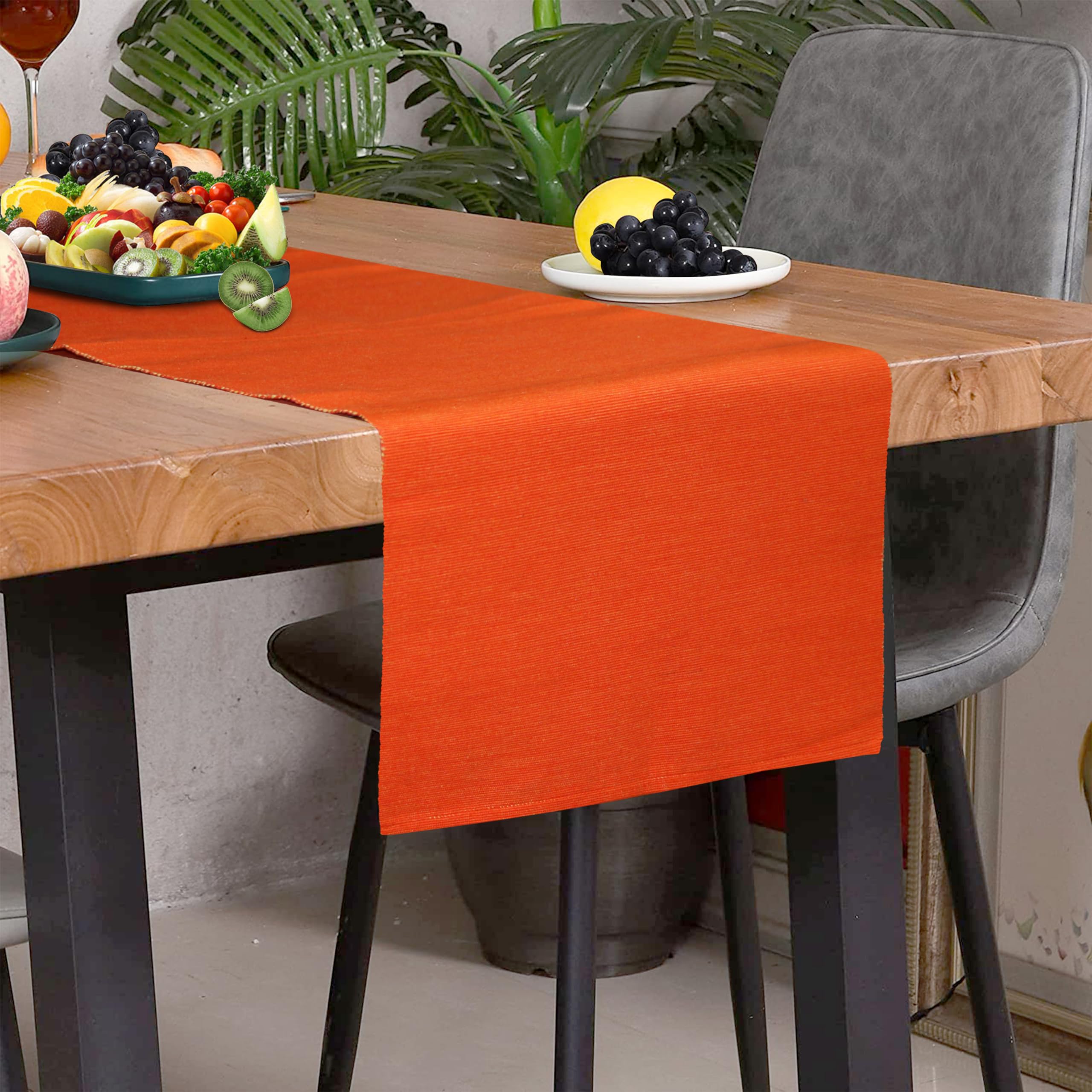 HOME COLORS.IN Mixed Color Texture Ribbed Cotton Table Runner for Dining Table, Teapoy, TV Table, Coffee Table, Center Table  M