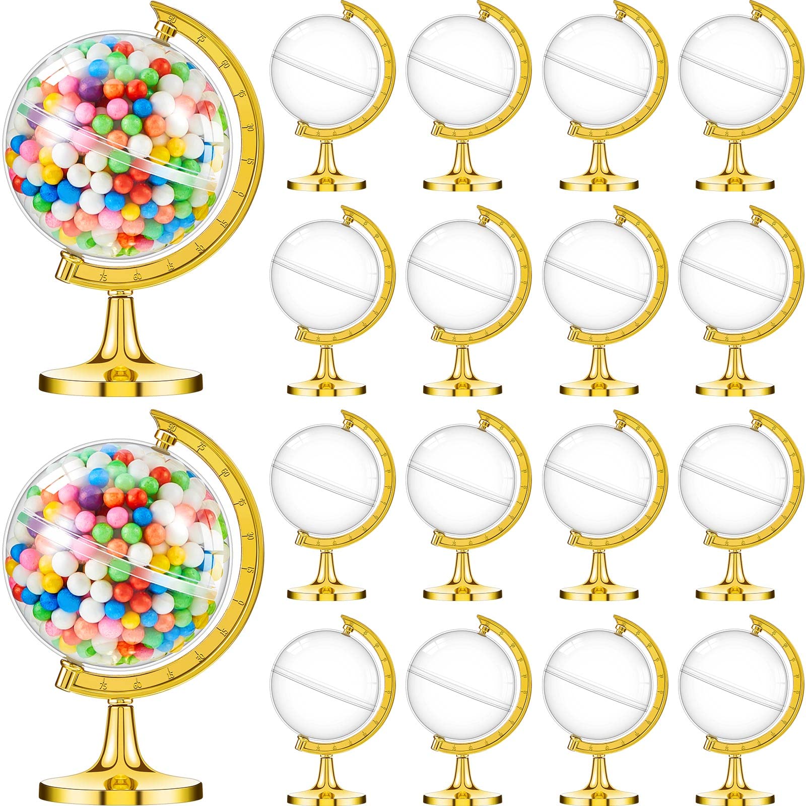60 Pieces Mini Globe Candy Container Gold Globe Party Favors Containers Fillable Round Candy Jars Decorations For Wedding Bridal