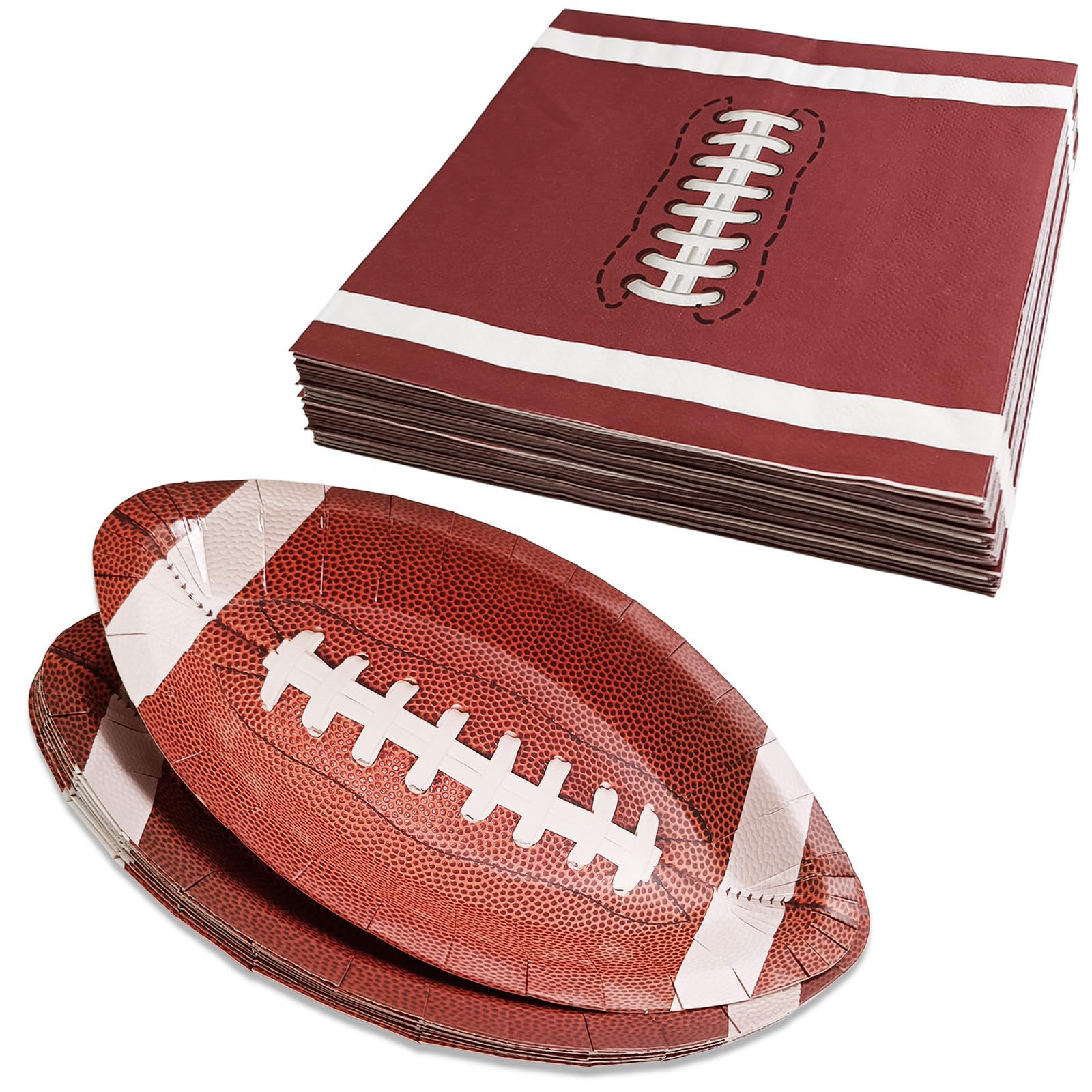 EaciTown Paper Football Plates & Football Napkins Set Serve 20 Football Party Plates Disposable for Birthday Party Football Game