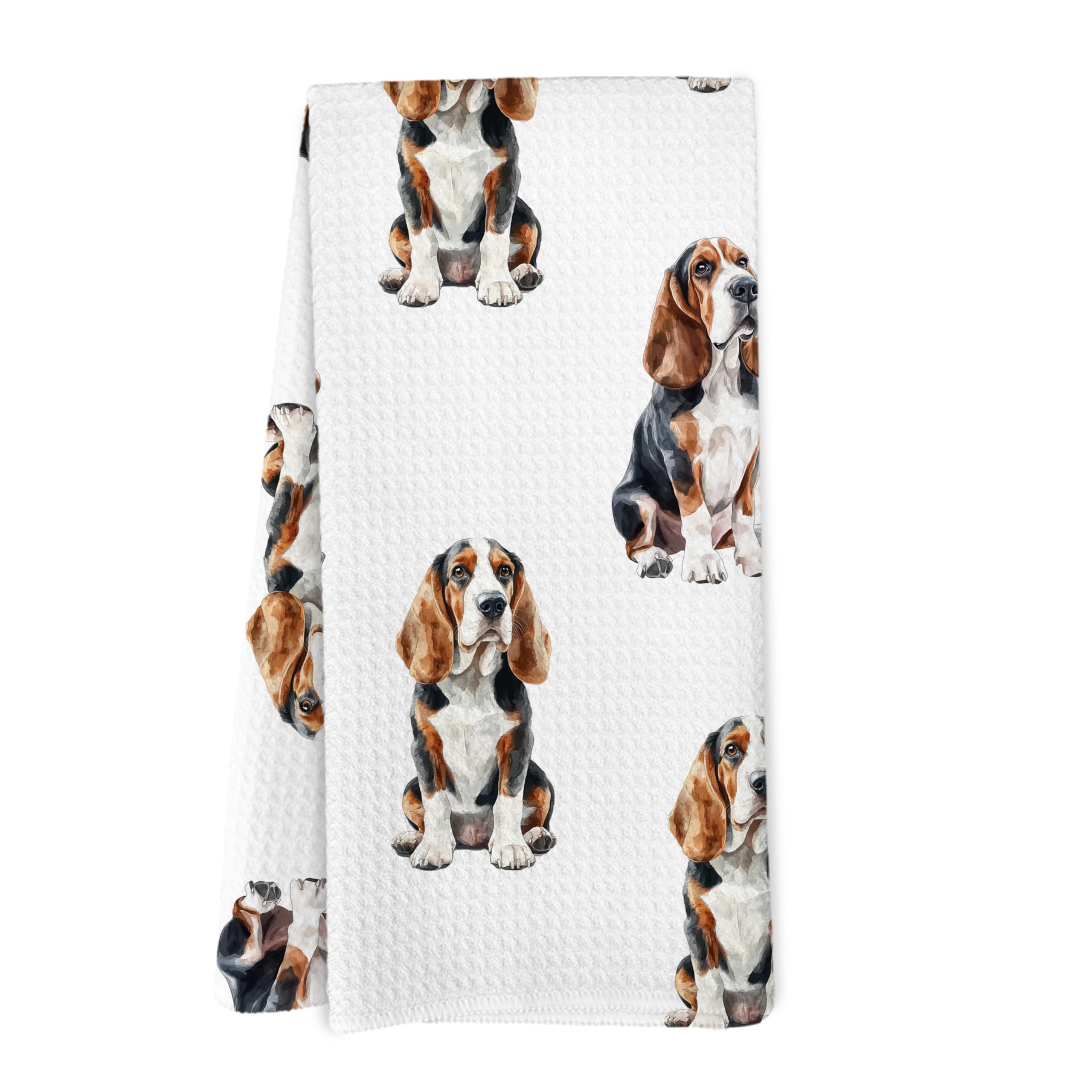 Yorhifa Basset Hound Dog Kitchen Dish Towels, Basset Hound Gifts for Women Hand Towels for Bathroom Kitchen Decor, Dog Lovers Mo