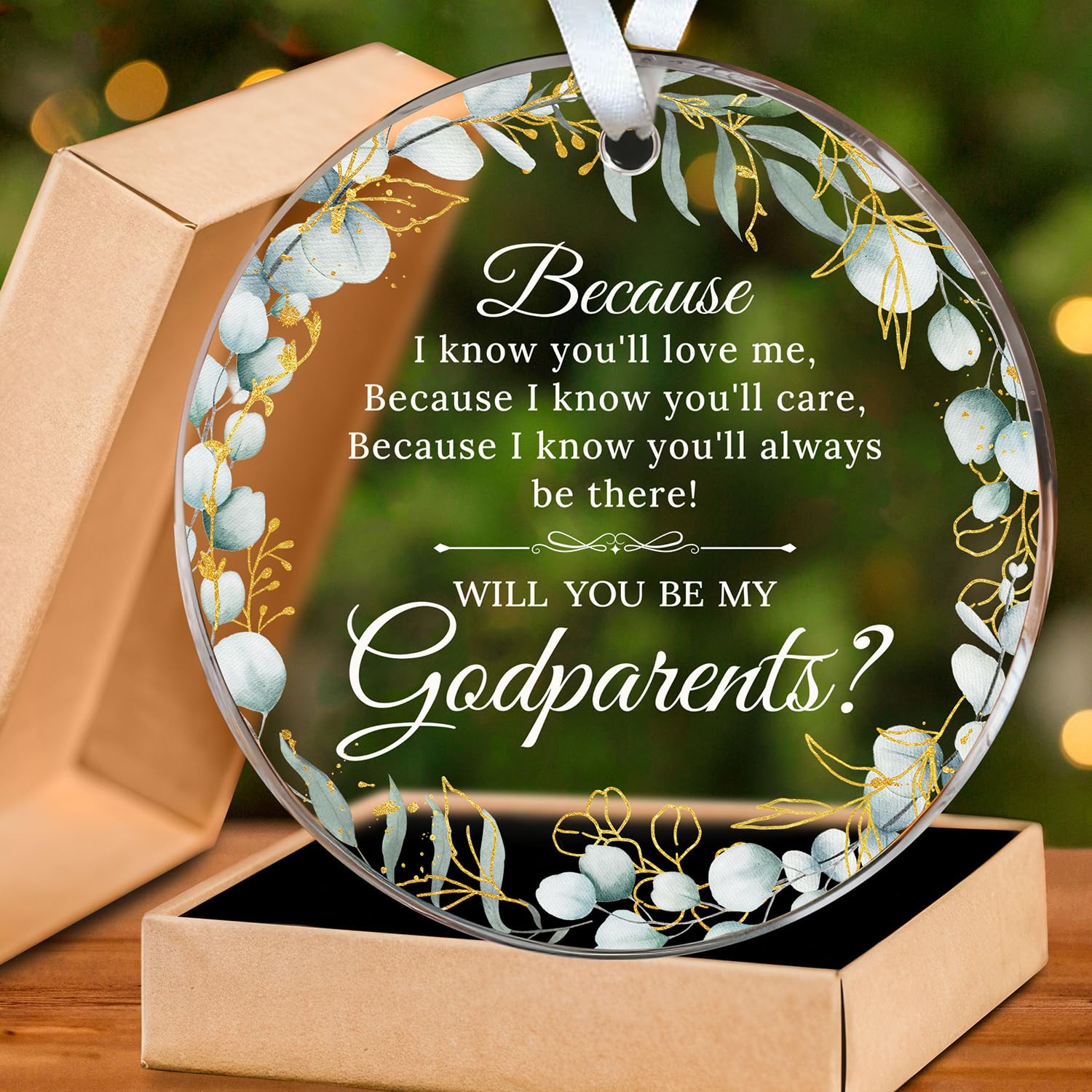 HEXMOZ Godparents Proposal Gift - Will You Be My Godparents Ornament - Godparent Gifts for Baptism, Catholic Godparent Ornament,