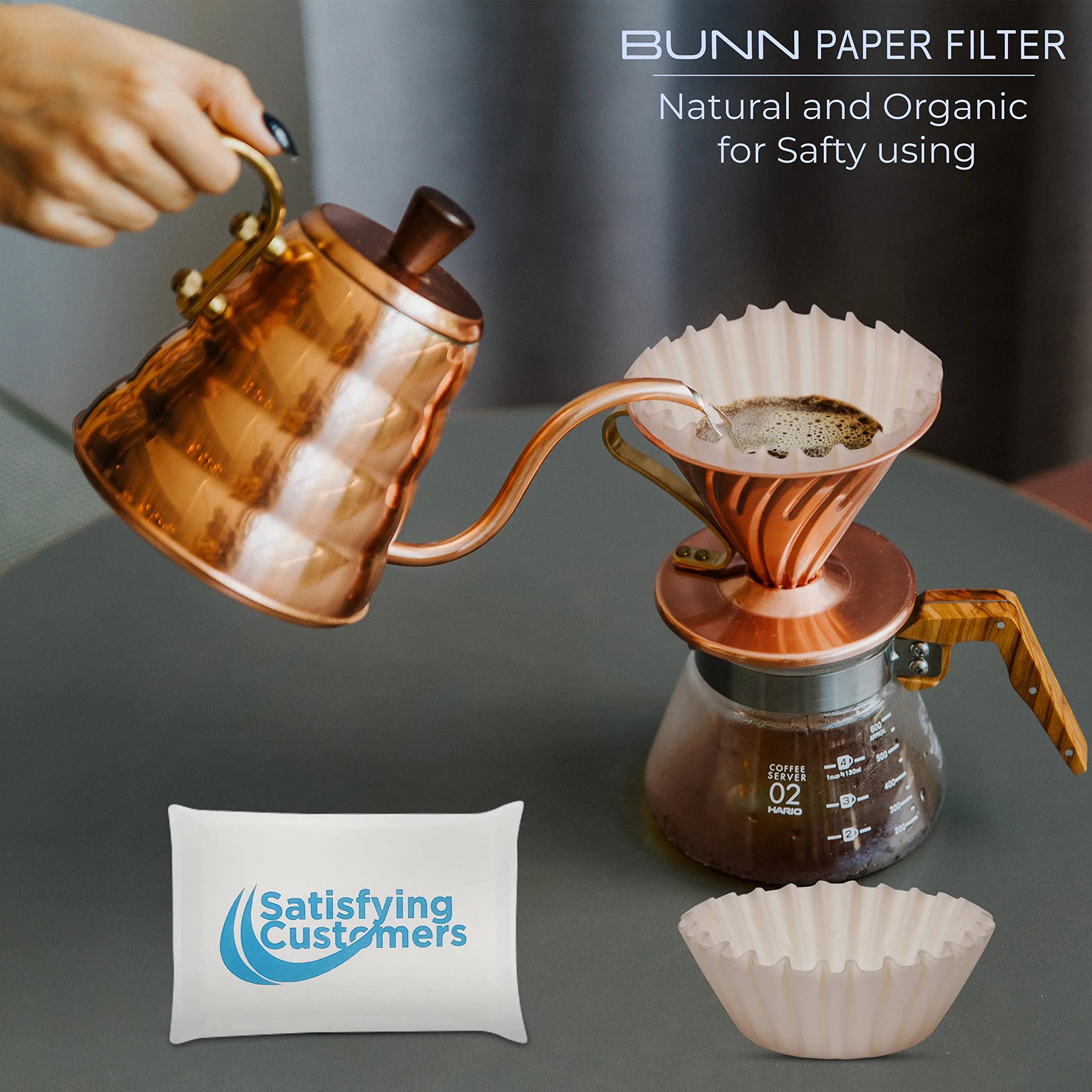 Bun Coffee Filter - 4 Pk - 100 Pcs Per Pack - Taller - Flat Bottom Liner - Quality Paper For Most Coffee Makers - Aromatic Brew