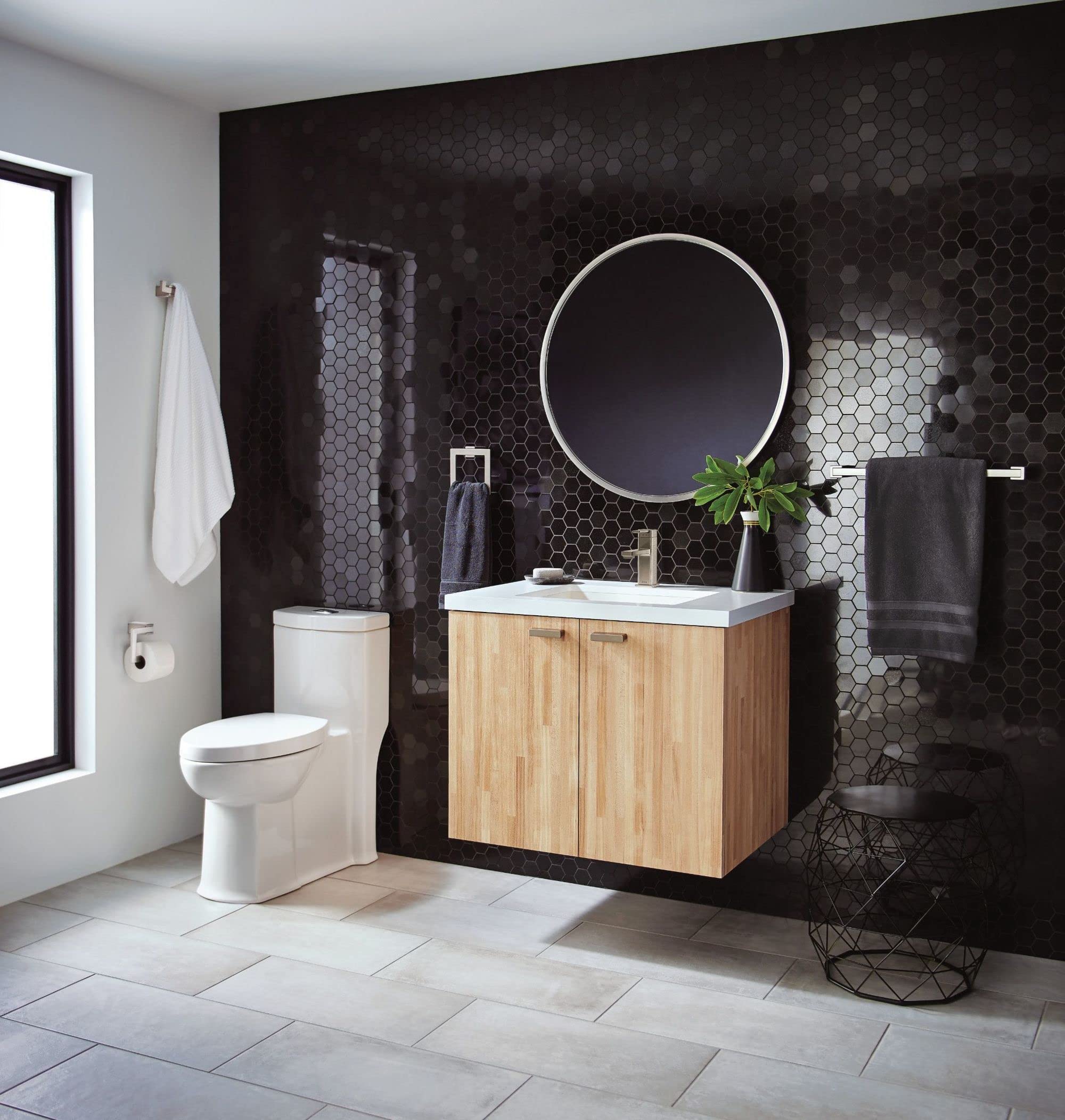 Moen Kyvos Collection Brushed Nickel Modern Bathroom Hand Towel Ring, Bp3786Bn