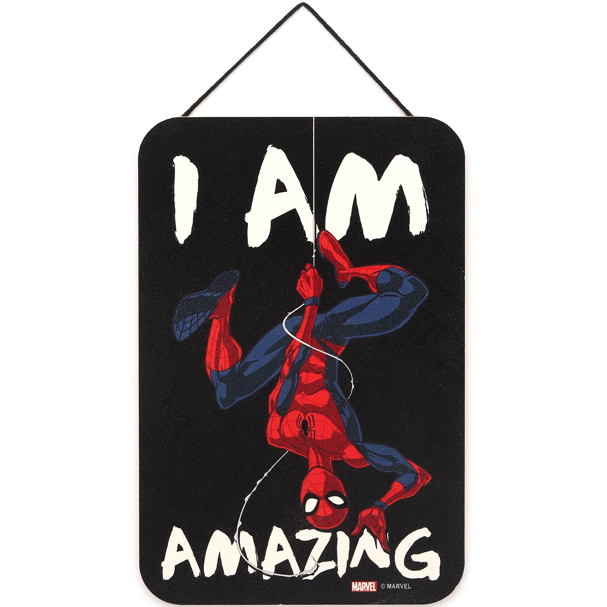 Marvel Spider-Man Upside Down Hanging Wood Wall Decor - I Am Amazing - Fun Spider-Man Sign for Movie Room or Kids Bedroom