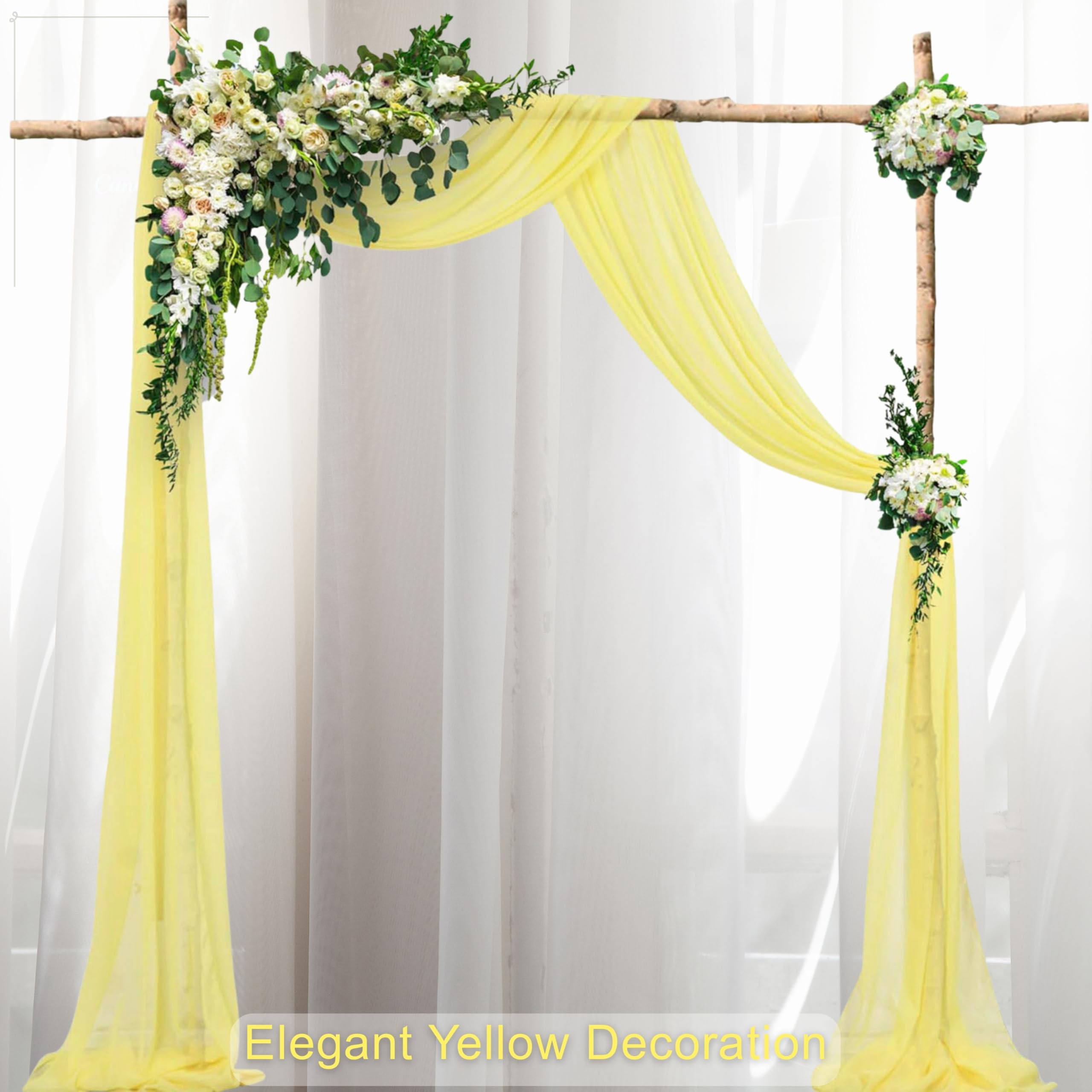 Snowkingdom Fall Yellow Table Runner, 10FT Light Yellow Tulle Gauze Sheer Cheesecloth Thanksgiving Dining Table Decorations, Boh