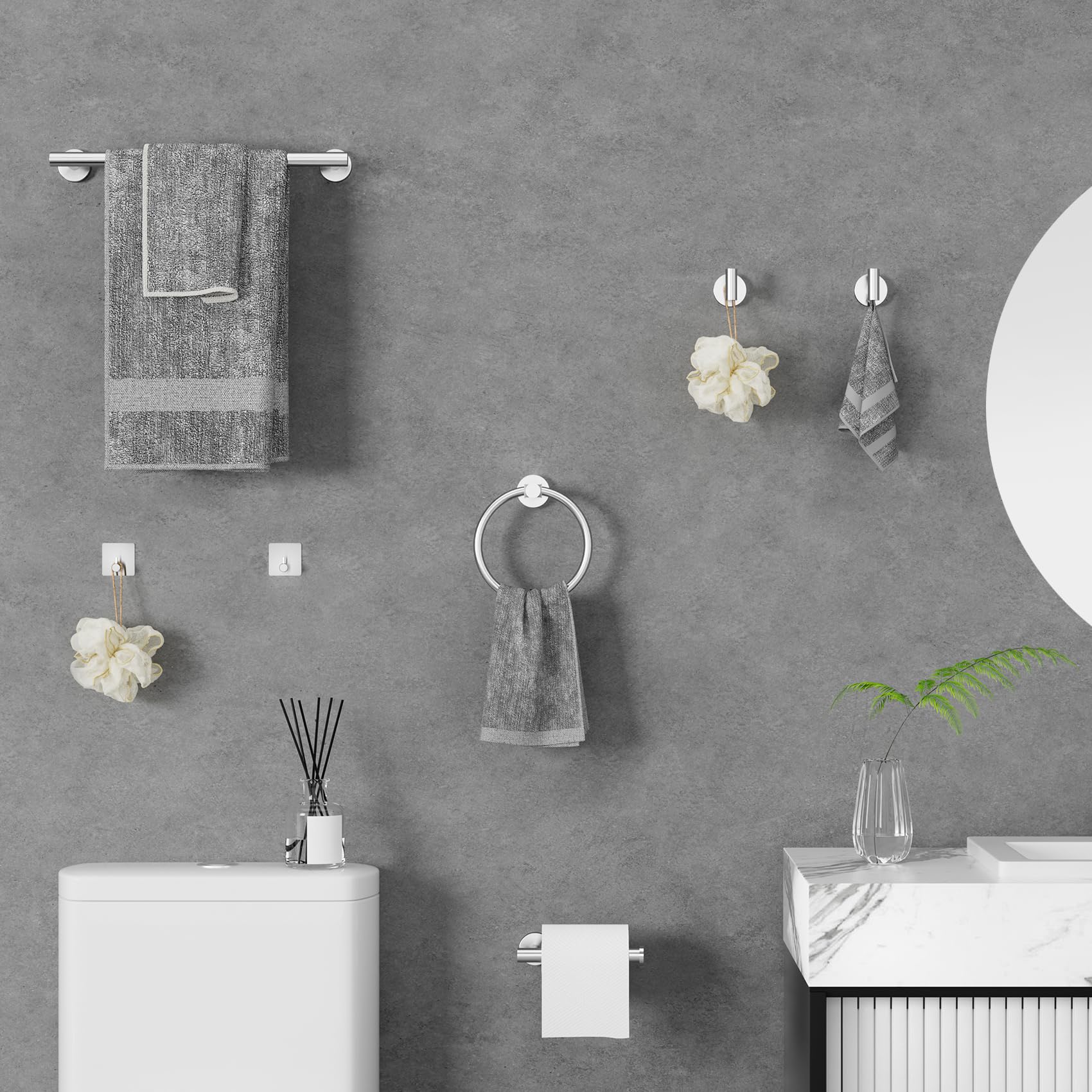 14 Pieces Bathroom Hardware Set Brushed Nickel  Stainless Steel Bathroom Hardware Set  Bath Towel Bar Set  Towel Racks for Bathroom Wall Mounted.