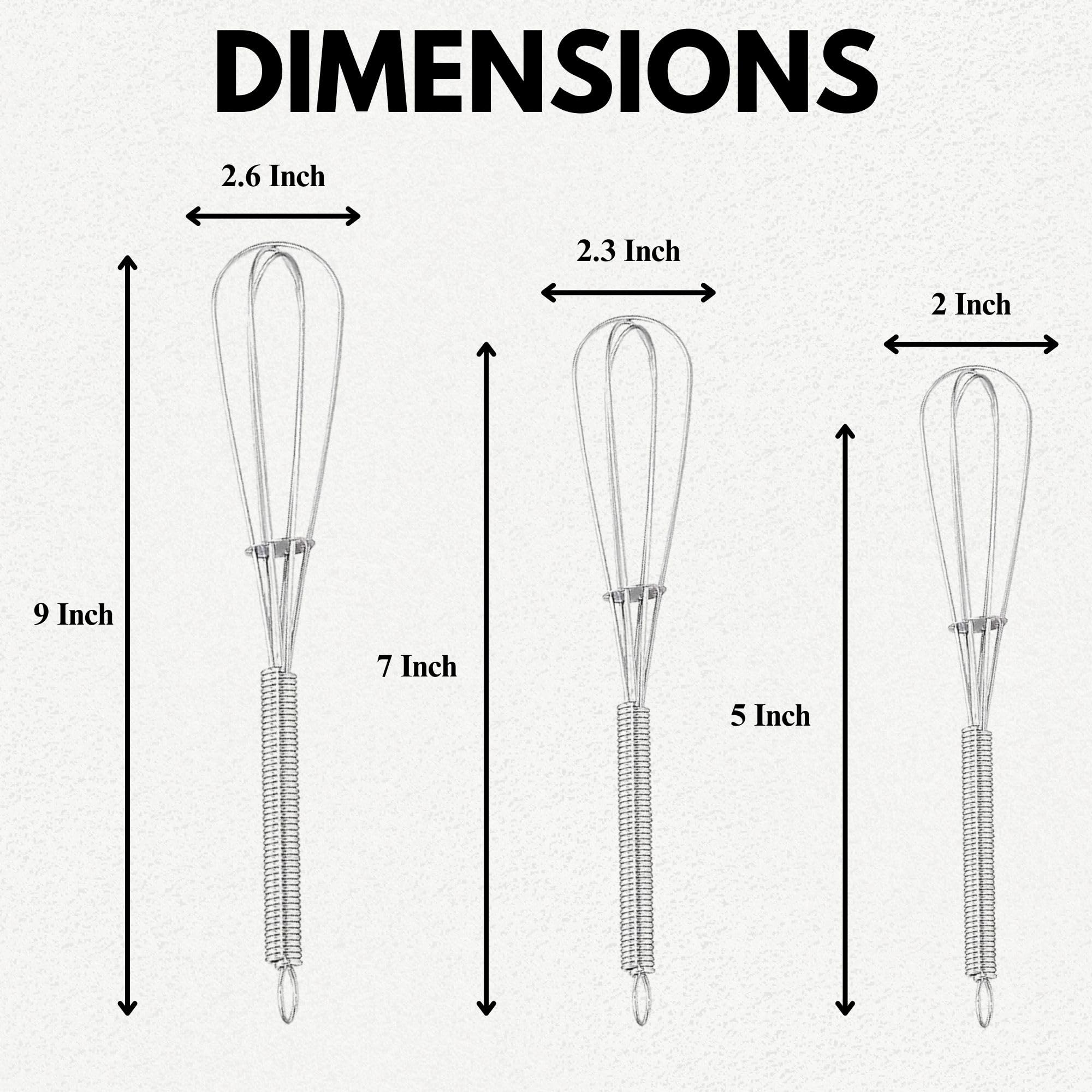 Chandler Whisks For Cooking | Pack Of 3 | Stainless Steel Whisk - Perfect For Blending, Beating, And Stirring - Heat Resistant,