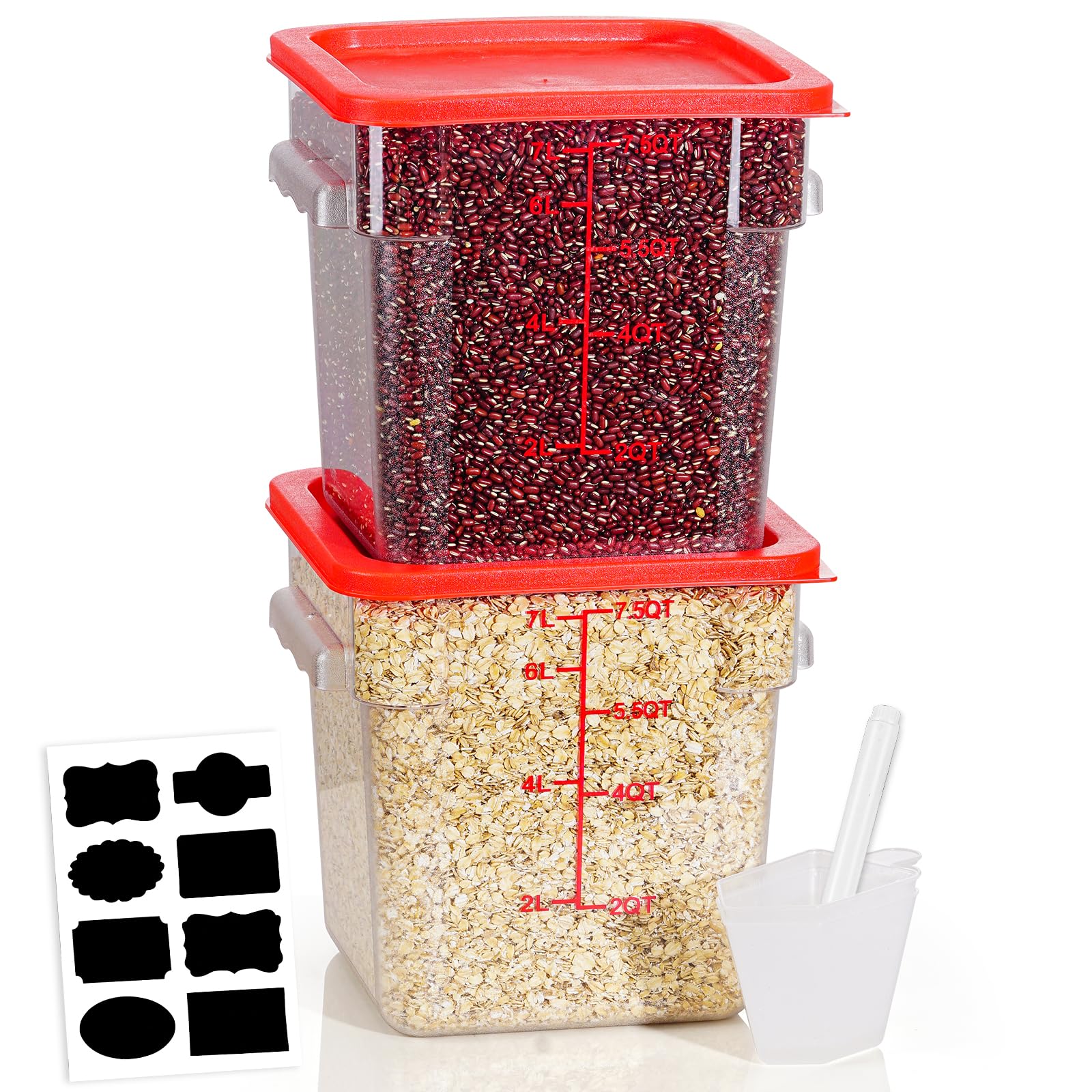 8Qt Nsf Food Storage Containers: 2 Pcs[Food Grade][Hot&Cold Resistant] Clear Food Storage Containers With Scales Handles For Hom