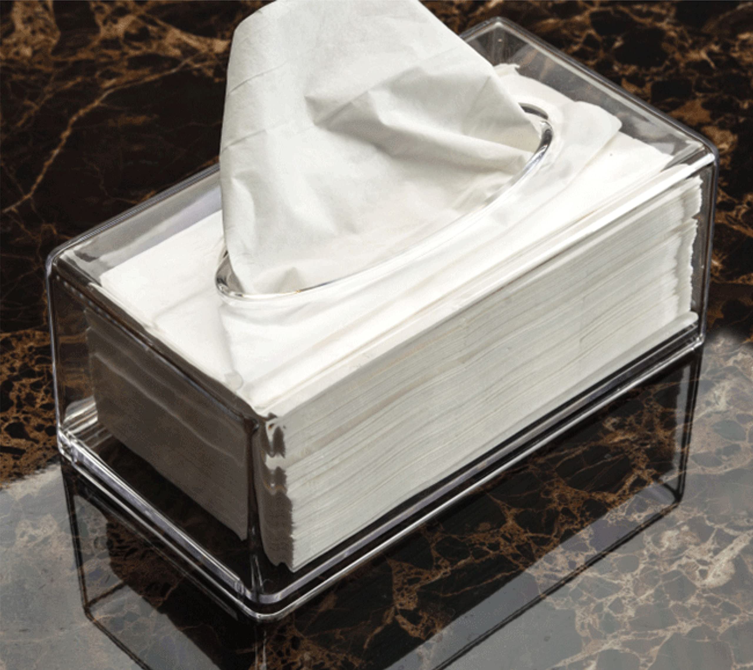 Cq Acrylic Tissue Box Holder With Cover Rectangular,Facial Tissue Dispenser Box Case For Countertop,Clear Plastic Dryer Sheet Co
