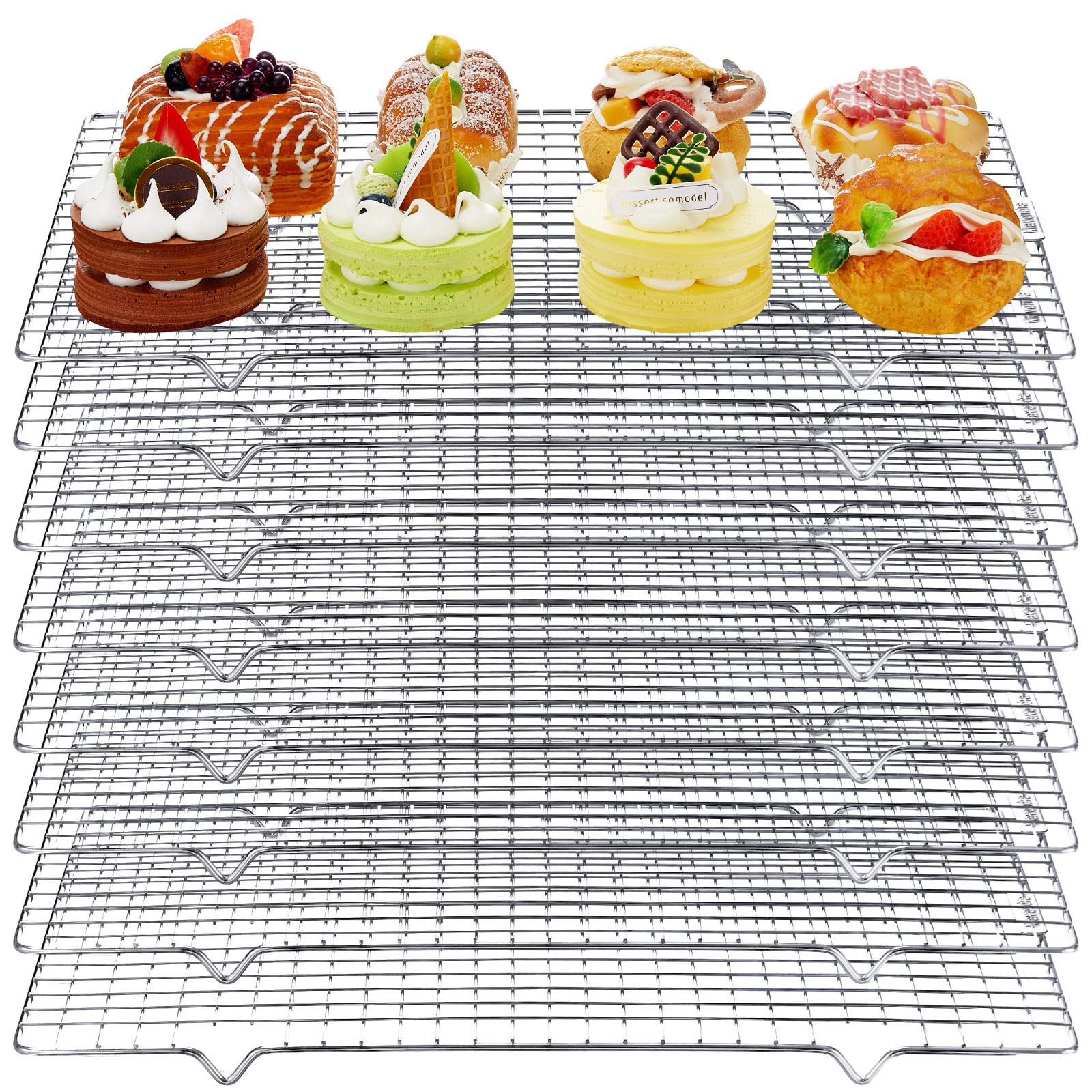 Meekoo 8 Pieces Cooling Rack For Baking Cookie Cooling Wire Racks 16 X 10 Inches Cookie Rack Nonstick Baking And Cooling Grid Fo