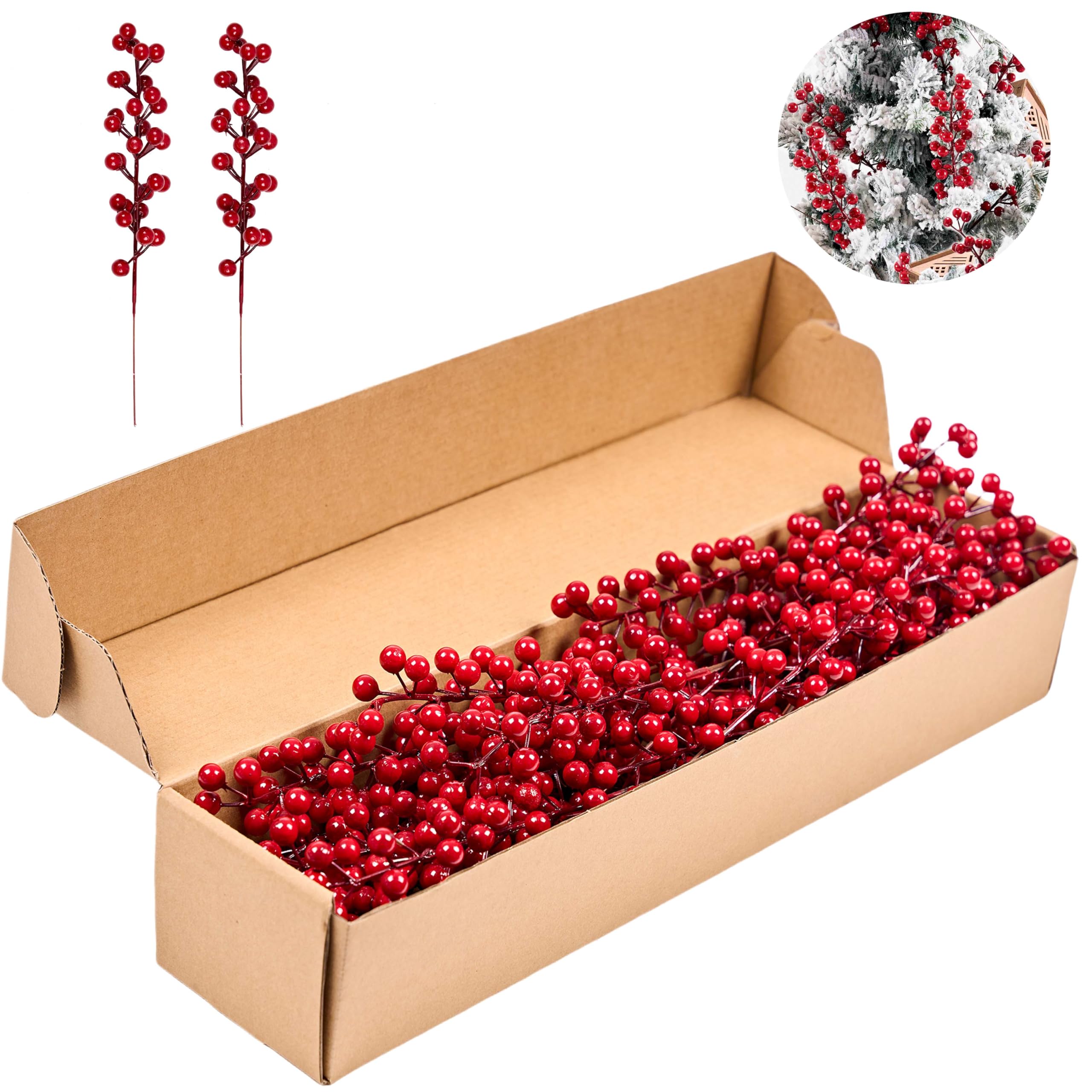 zjlmit 36 Pack Christmas Tree Decorations Artificial Red Berry Stems 8.5 Inch Christmas Berry Picks with Holly Berries for Xmas 