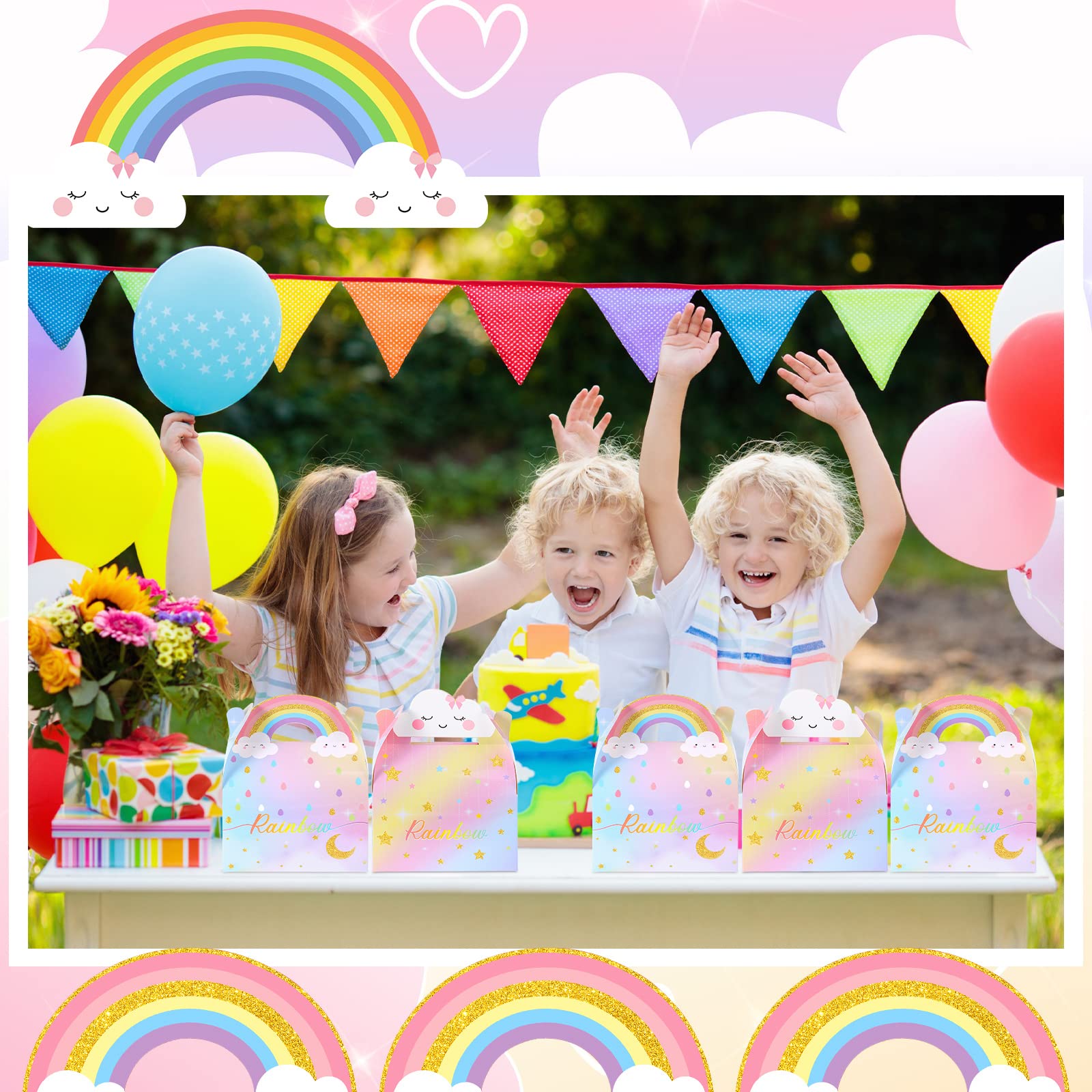 Leinuosen Rainbow Cloud Gift Boxes Party Supplies Cute Party Favor Boxes Cloud Theme Treat Boxes Candy Goodies Gift Boxes For Gi