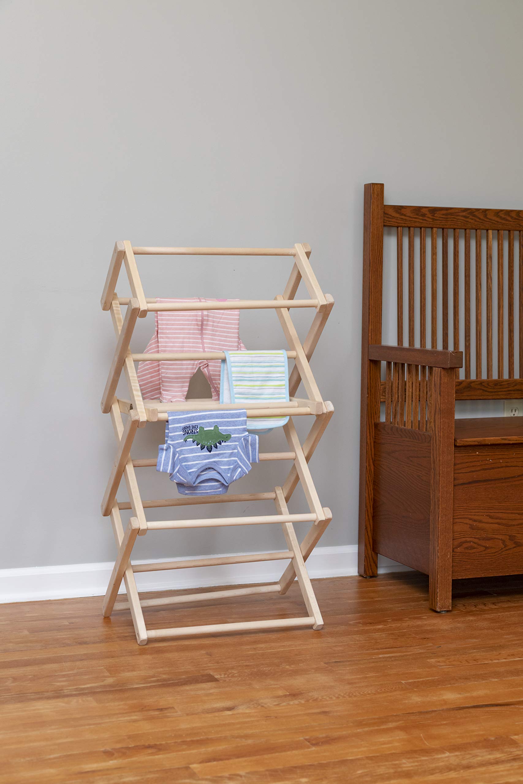 Pennsylvania Woodworks Clothes Drying Rack: Solid Maple Hard Wood Laundry Rack for Baby Clothes  Hand Towels  Delicates & More  Durable Small Folding Drying Rack  Made in USA  No Assembly Needed